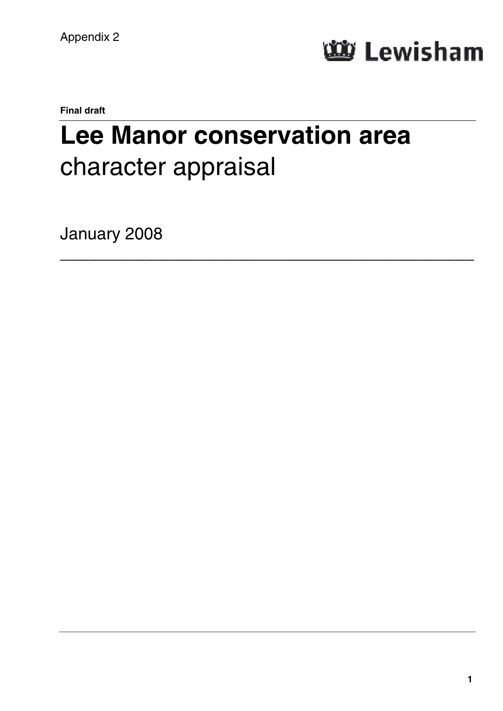 Lee Manor Conservation Area Character Appraisal