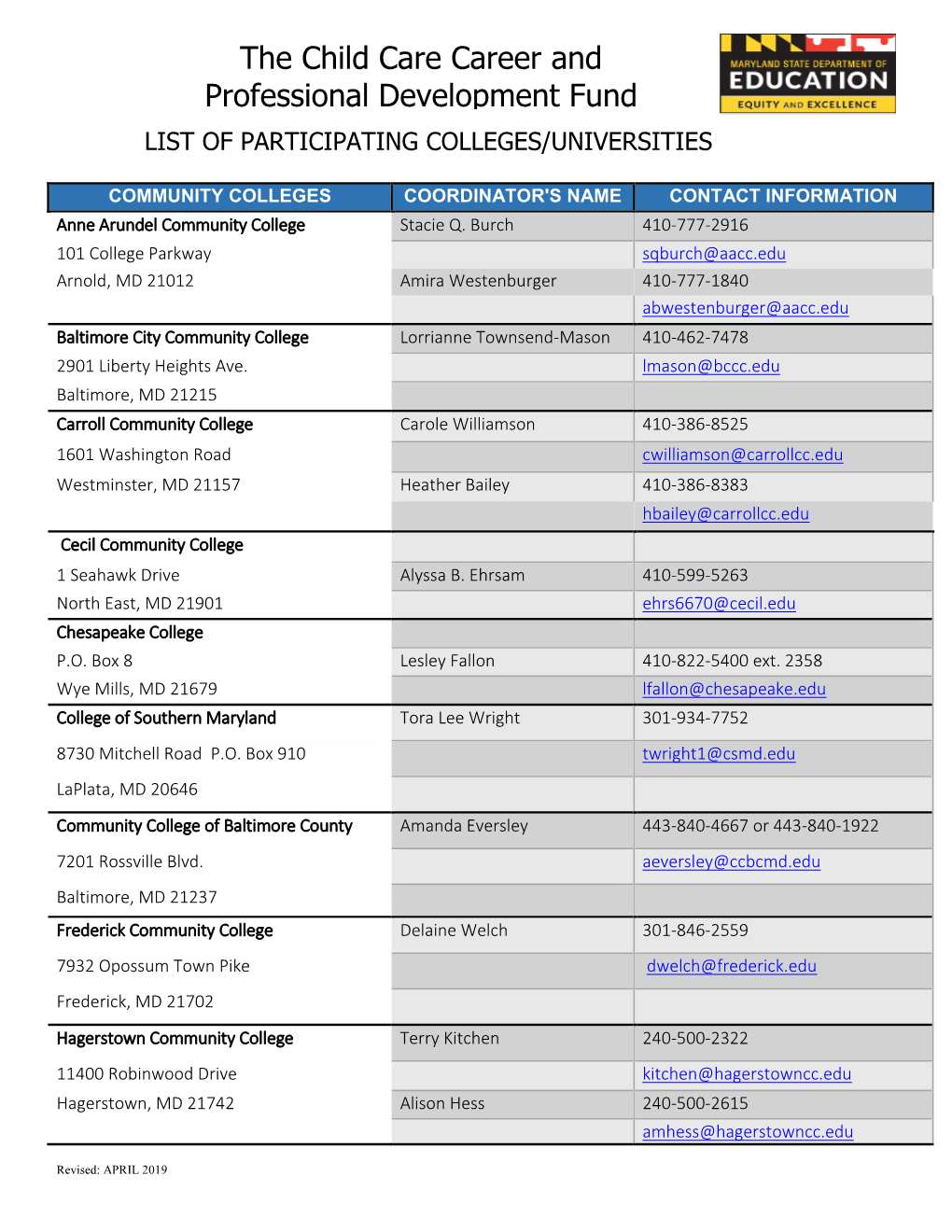 The Child Care Career and Professional Development Fund