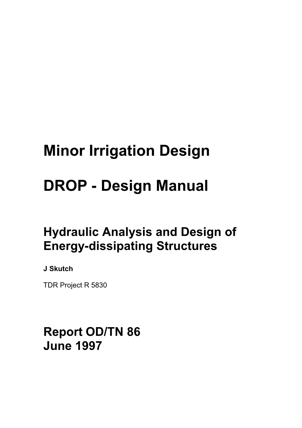 Minor Irrigation Design DROP