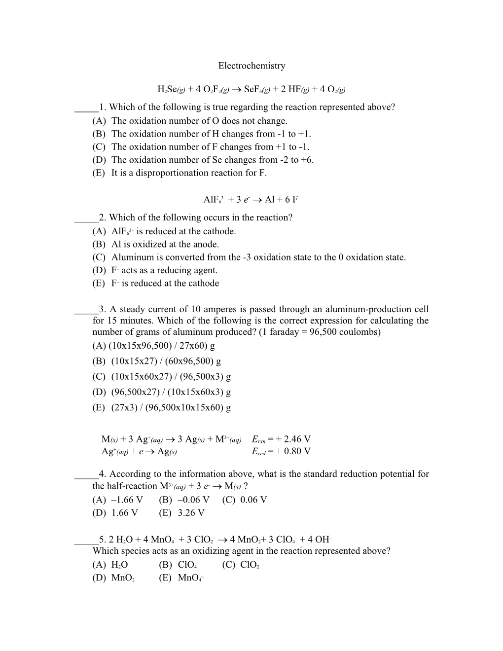 _____1. Which of the Following Is True Regarding the Reaction Represented Above?