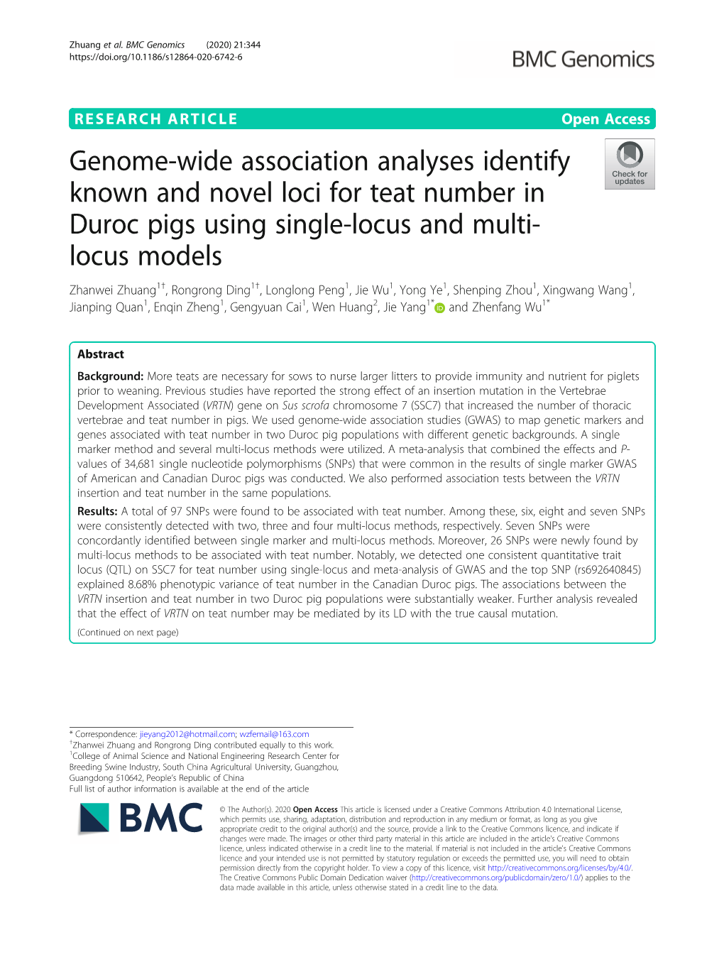 Genome-Wide Association Analyses Identify Known and Novel Loci For