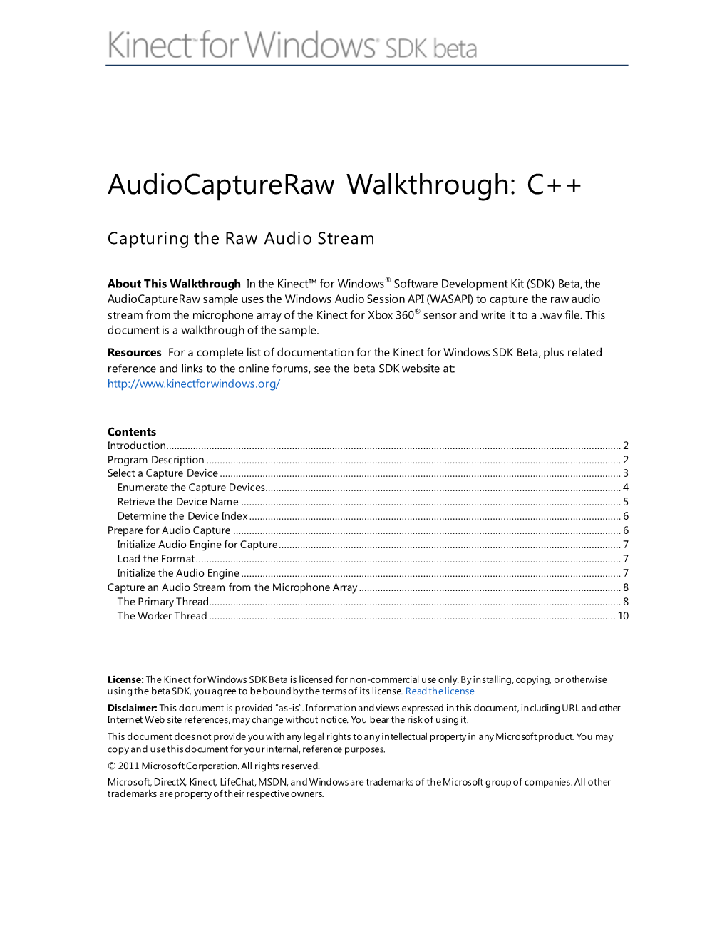 Audiocaptureraw Walkthrough: C++