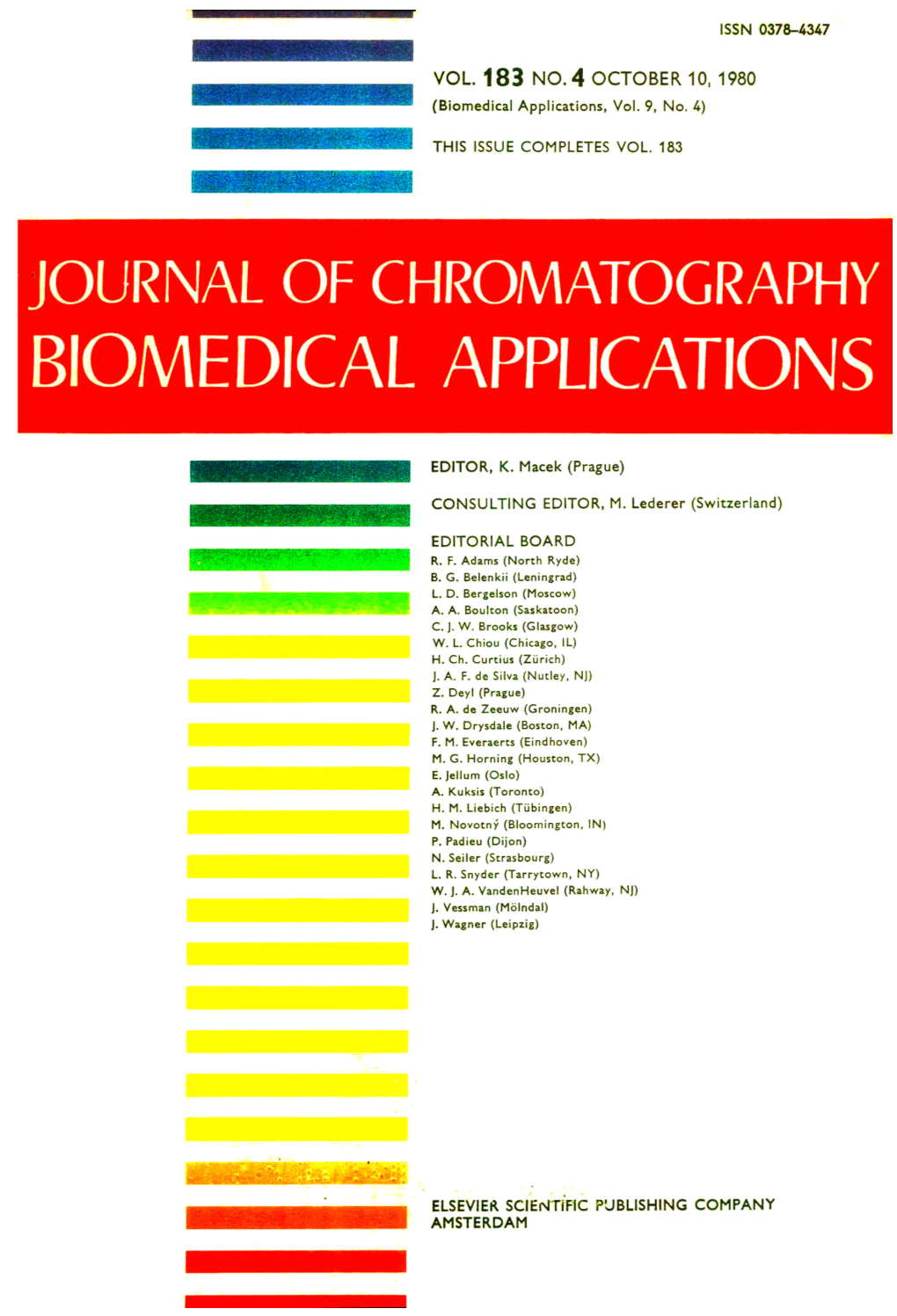 J.Of Chromatography 1980 Vol.183 No.4
