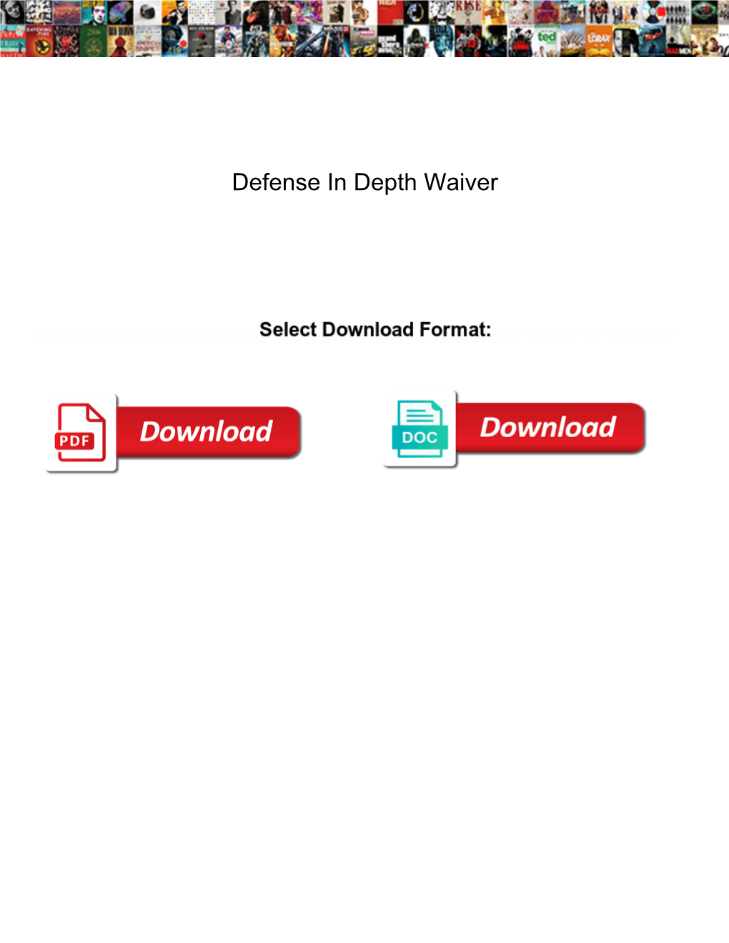 Defense in Depth Waiver