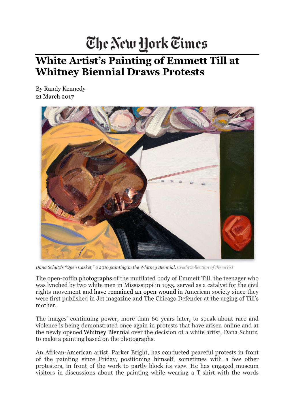 White Artist's Painting of Emmett Till at Whitney Biennial Draws Protests