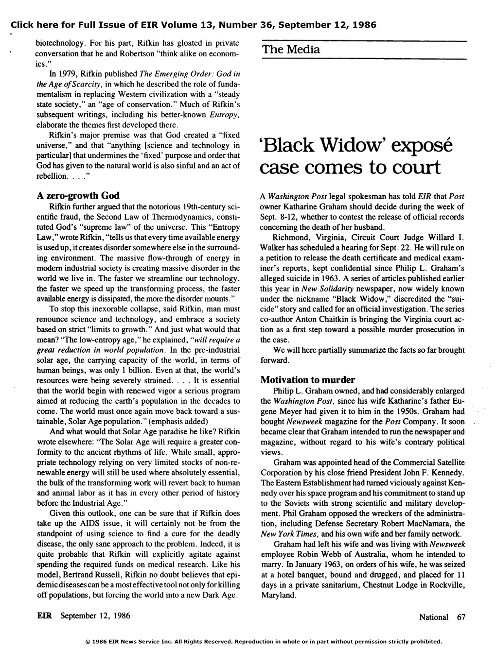 The Media: 'Black Widow' Exposé Case Comes to Court