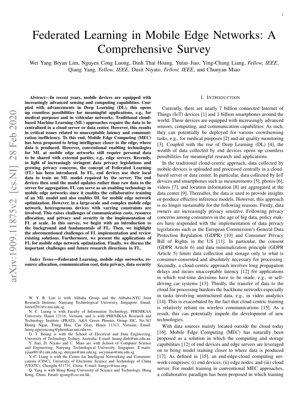 Federated Learning in Mobile Edge Networks: a Comprehensive Survey