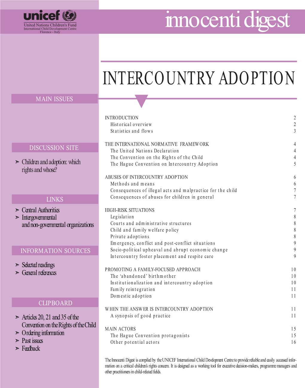 Intercountry Adoption Main Issues ▼