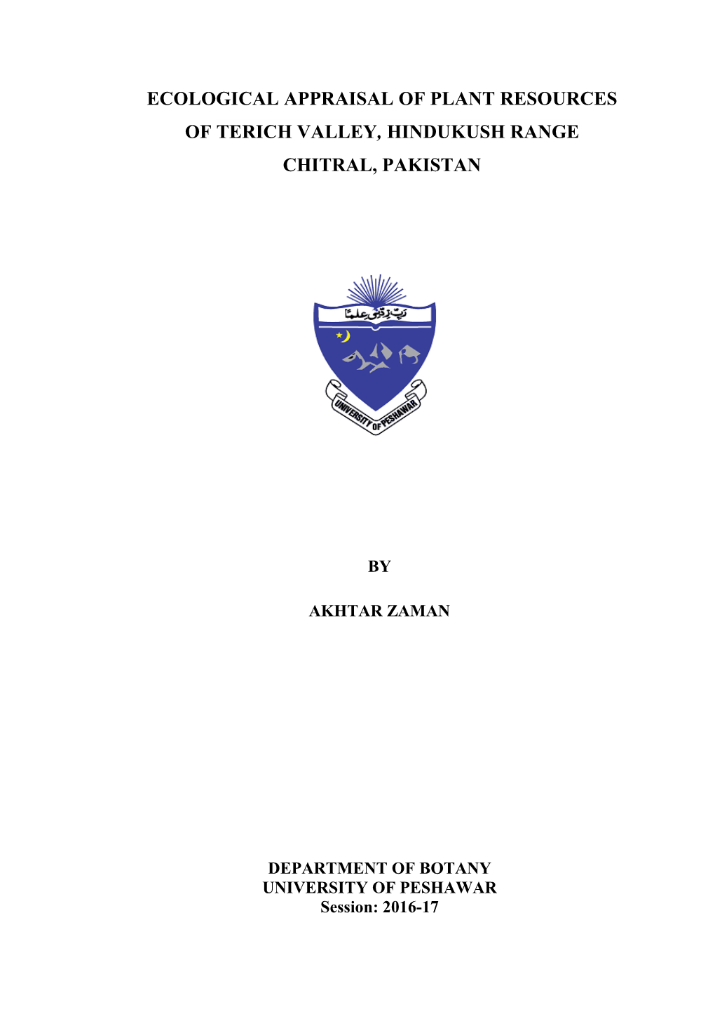 Akhtar Zaman Botany 2021 Uop Peshwar.Pdf