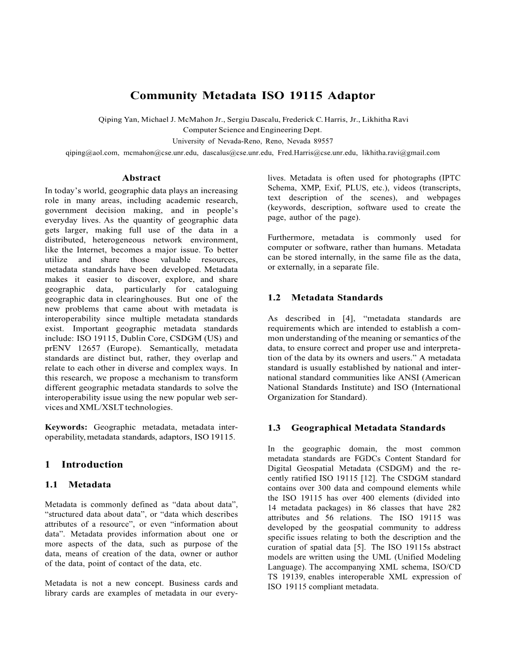 Community Metadata ISO 19115 Adaptor