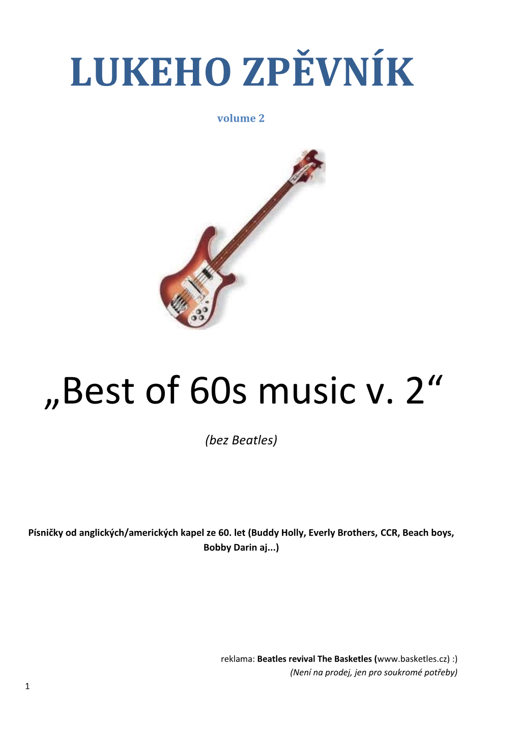 LUKEHO ZPĚVNÍK „Best of 60S Music V. 2“