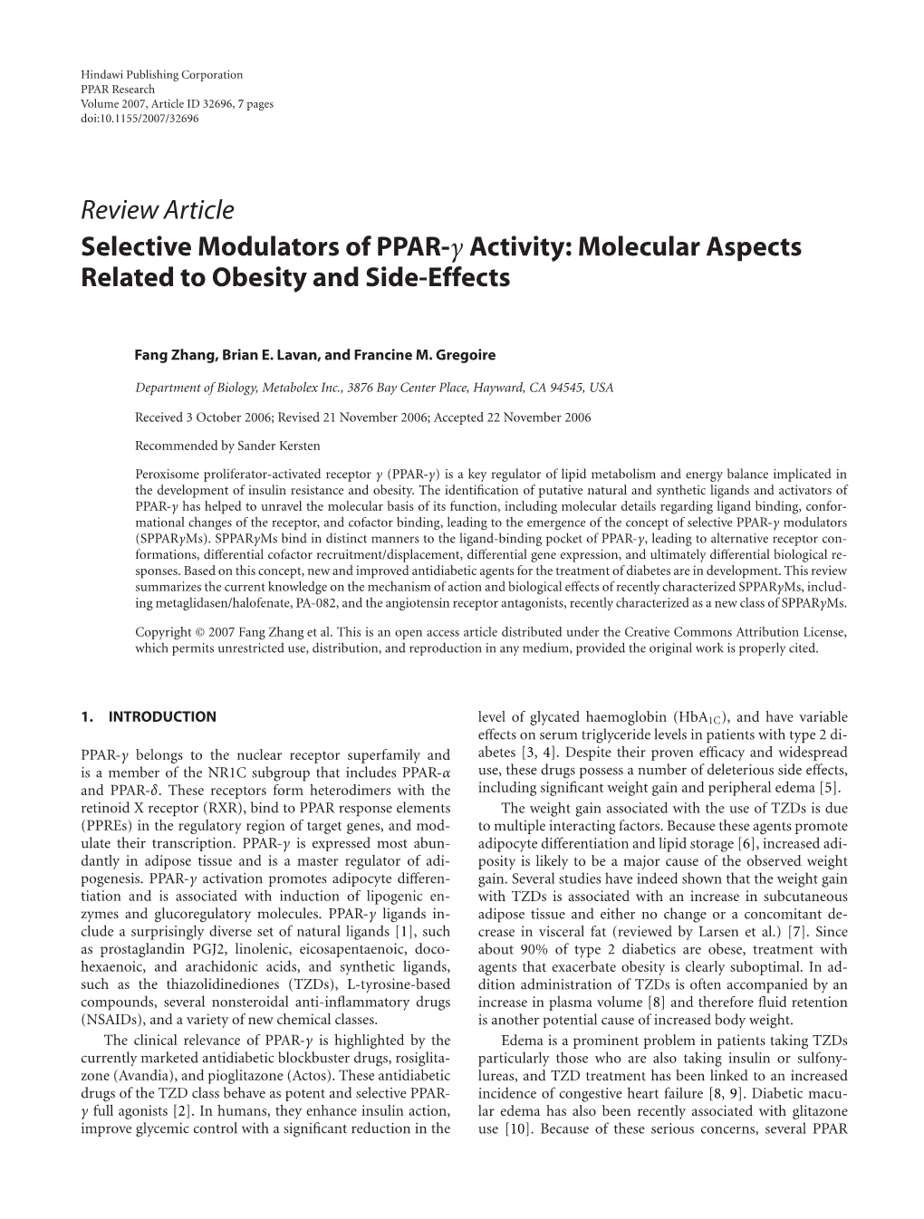 Selective Modulators of PPAR-Γ Activity: Molecular Aspects Related to Obesity and Side-Effects