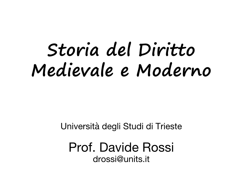 Storia Del Diritto Medievale E Moderno