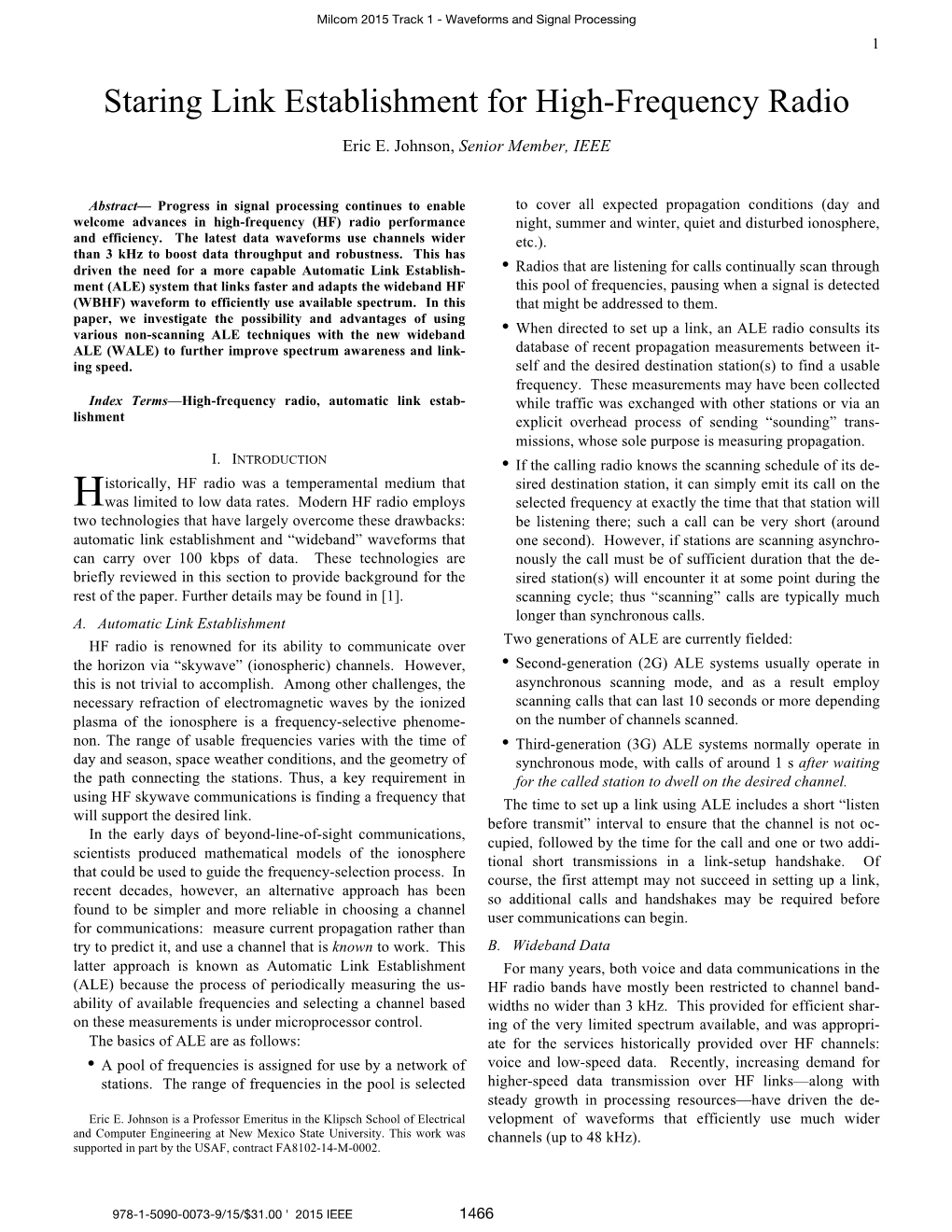 Staring Link Establishment for High-Frequency Radio