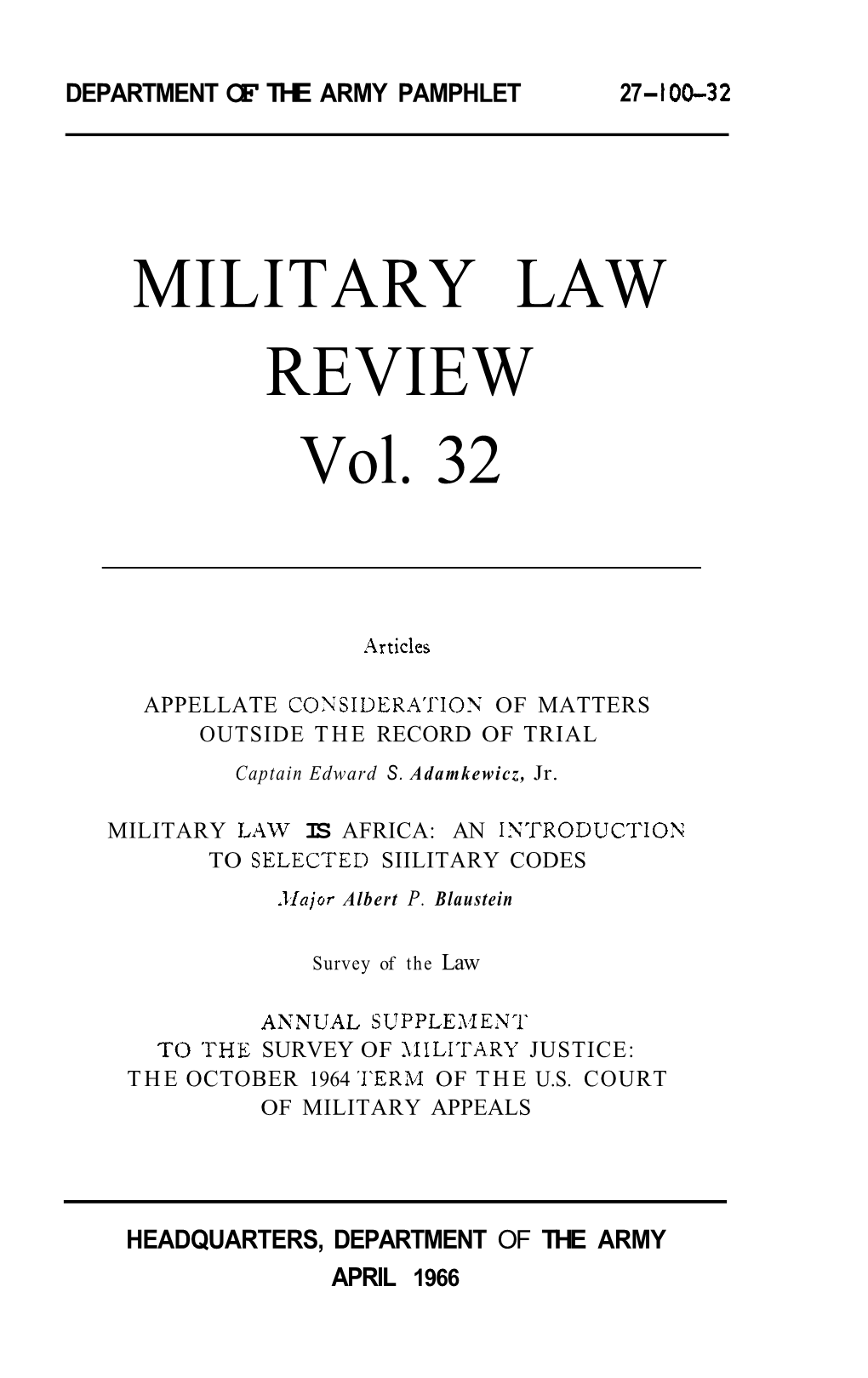 MILITARY LAW REVIEW Vol