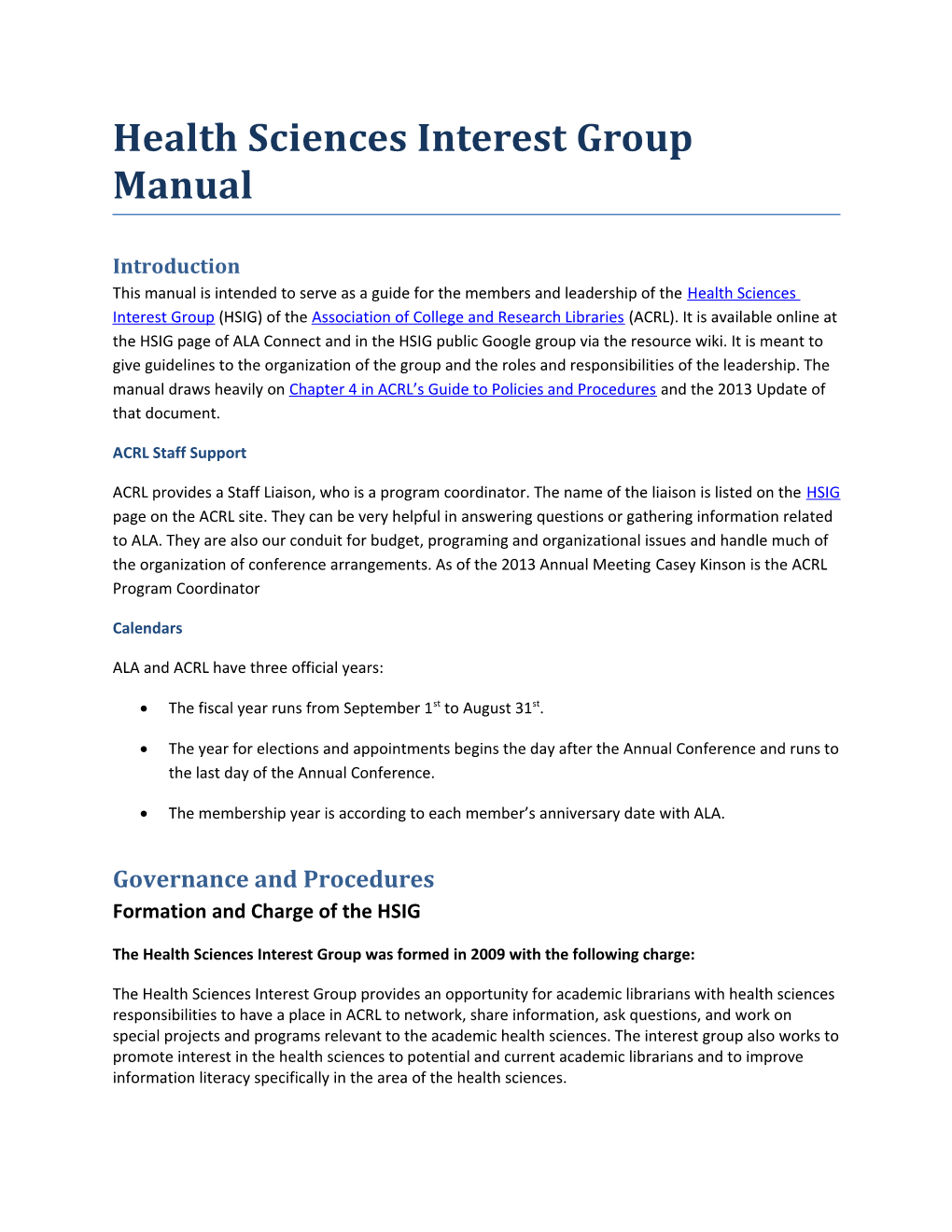 Health Sciences Interest Group Manual