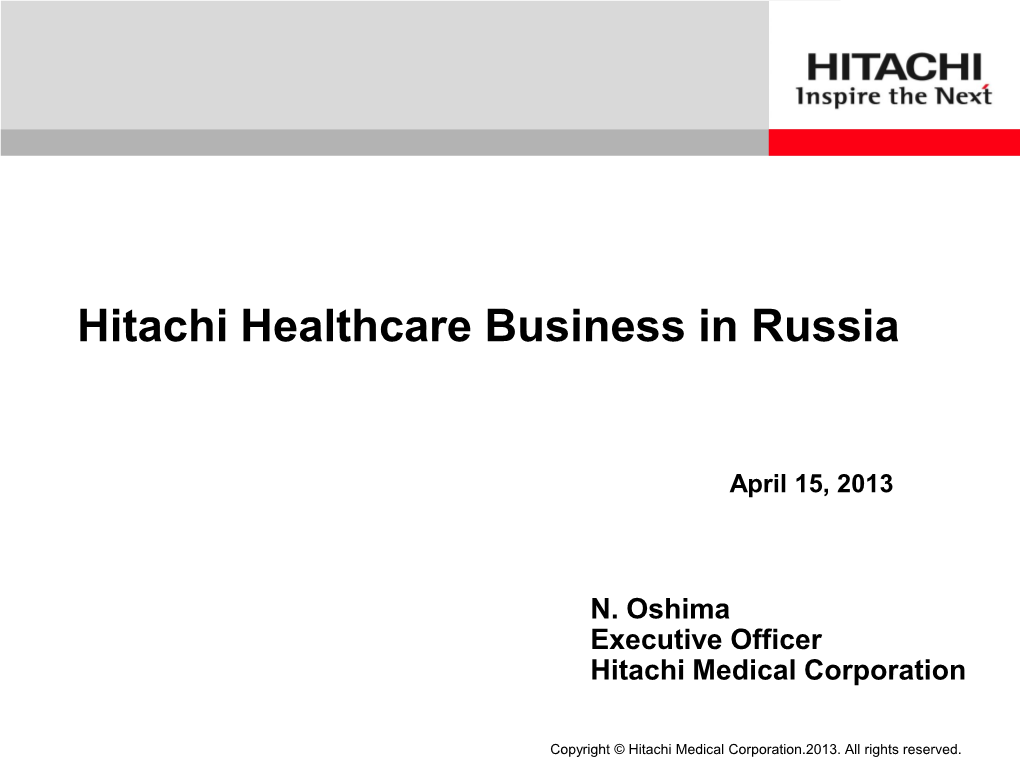 Hitachi Healthcare Business in Russia