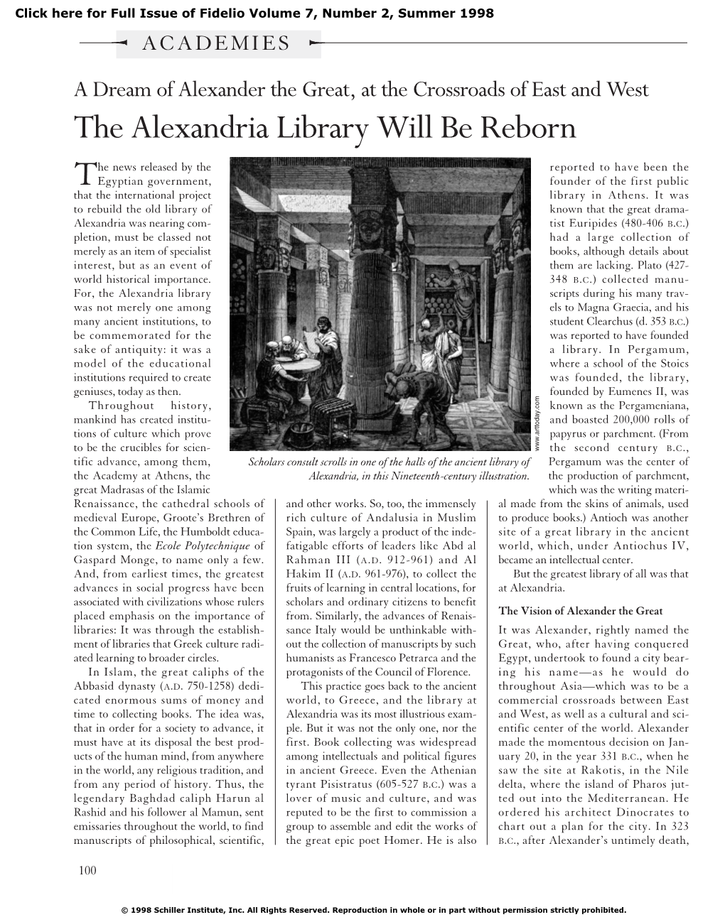 The Alexandria Library Will Be Reborn