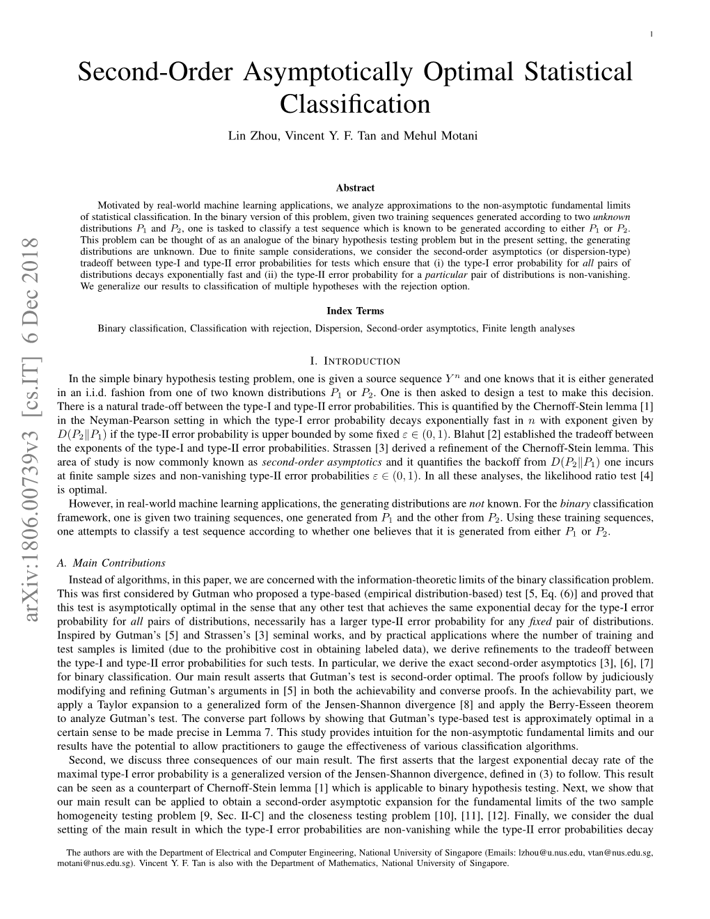 Second-Order Asymptotically Optimal Statistical Classification