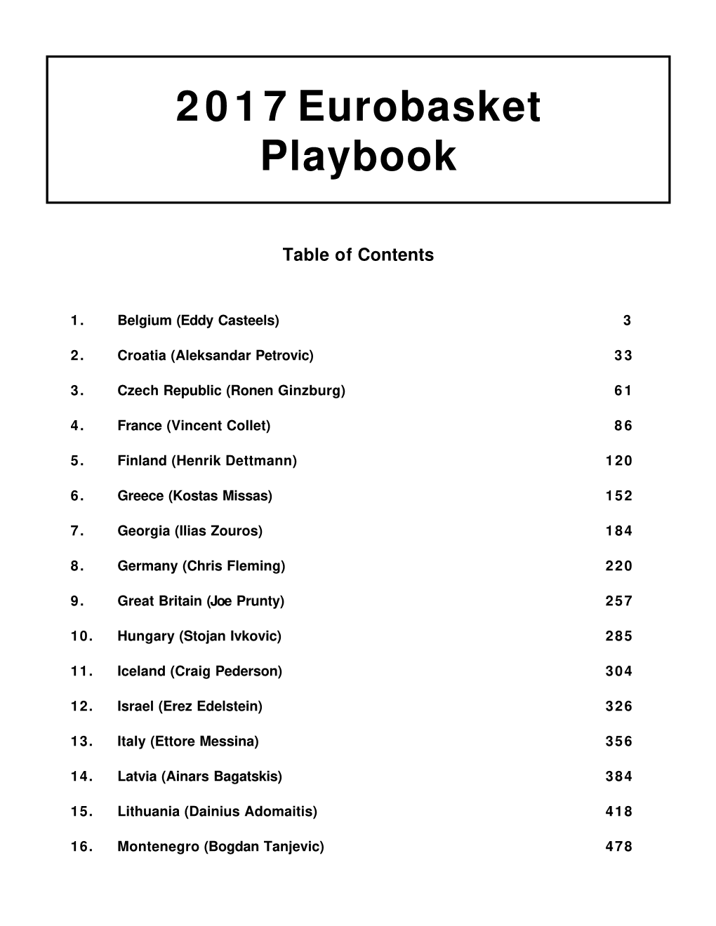 2017 Eurobasket Playbook - Contents (Cont.) 17