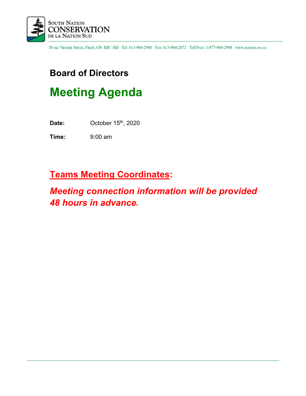 Meeting Agenda