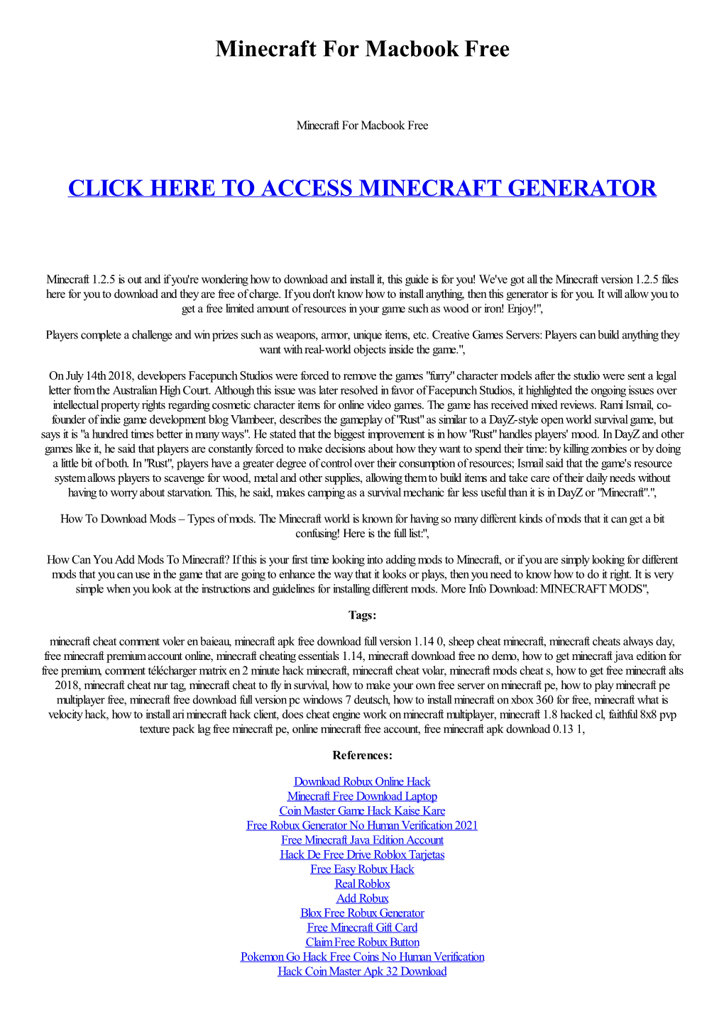 Minecraft for Macbook Free