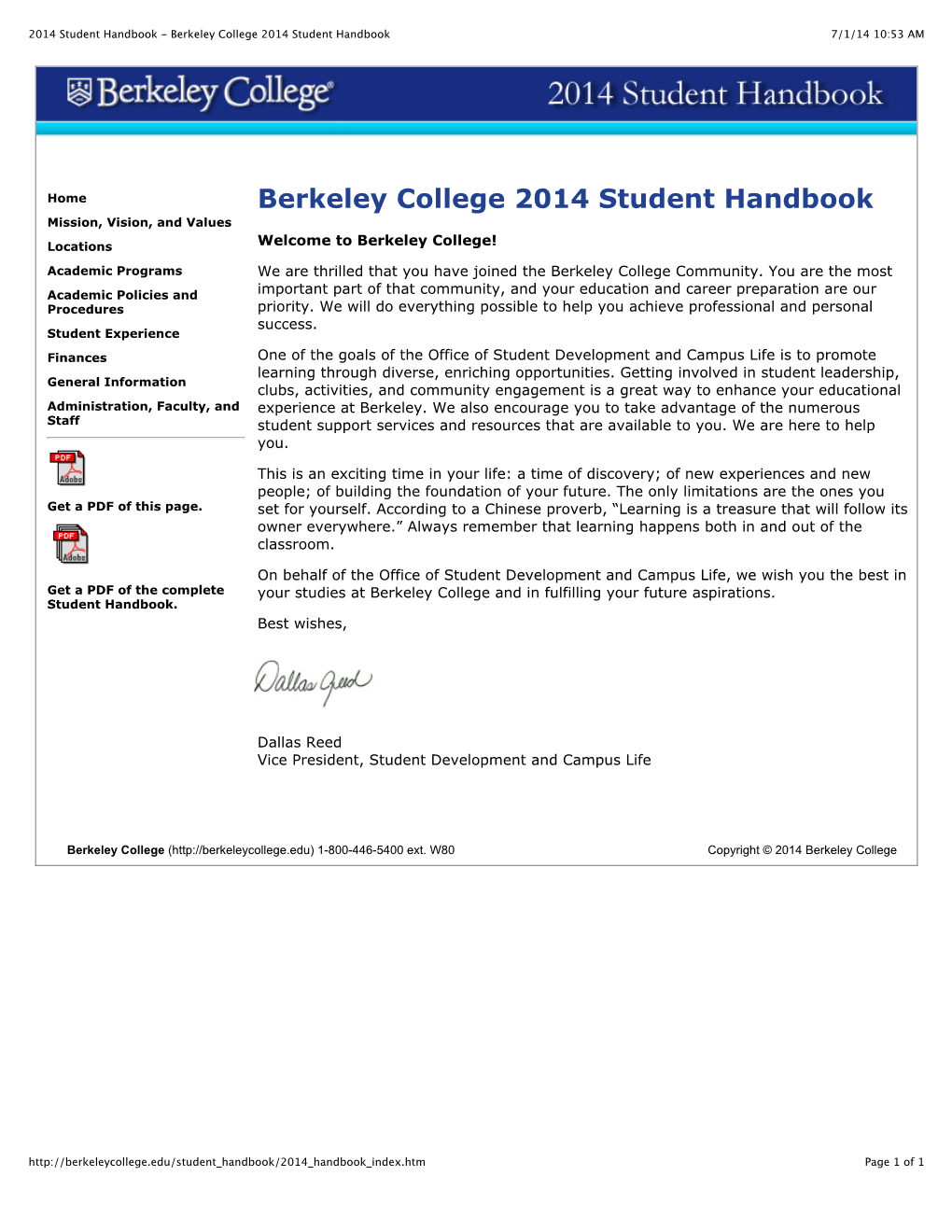 2014 Student Handbook - Berkeley College 2014 Student Handbook 7/1/14 10:53 AM