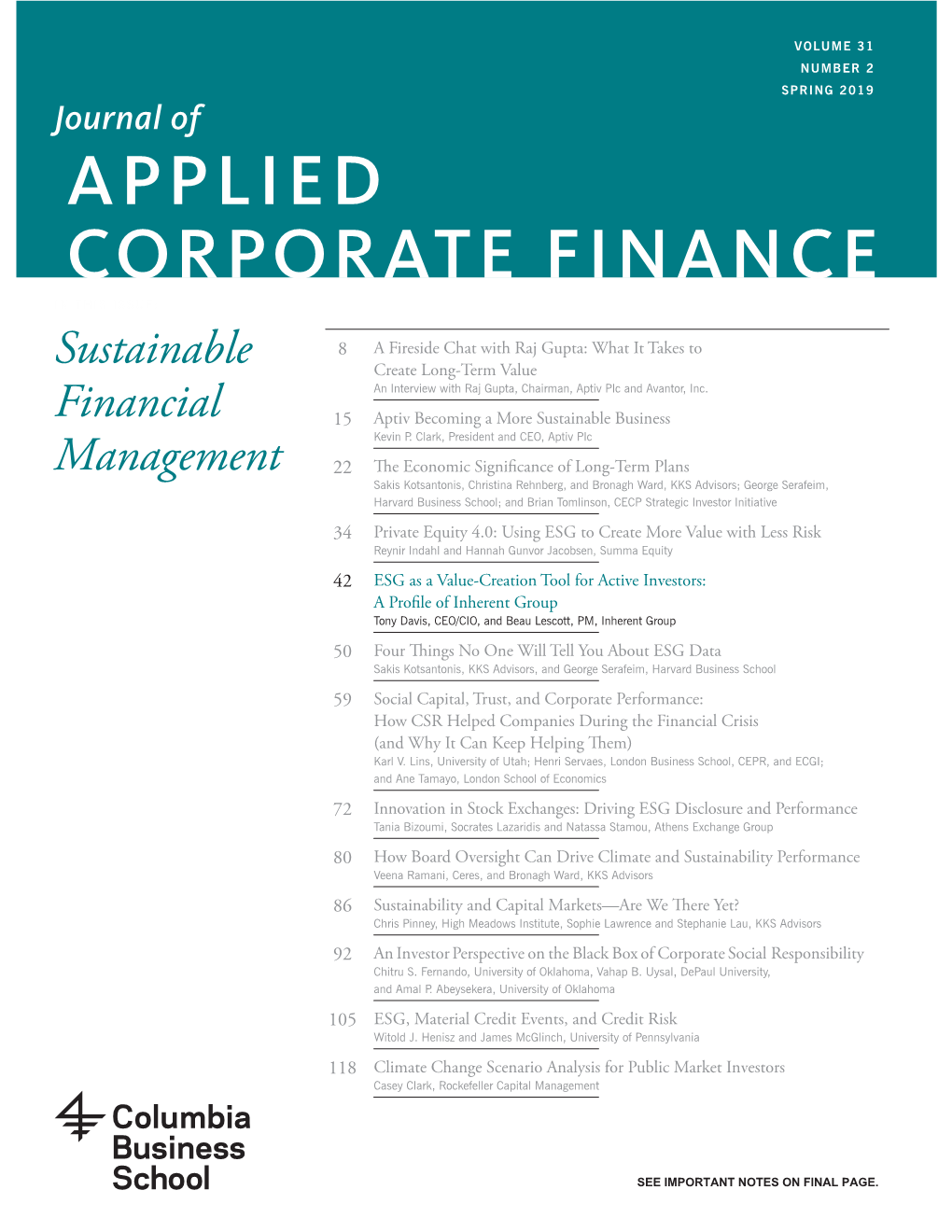 Journal of APPLIED CORPORATE FINANCE