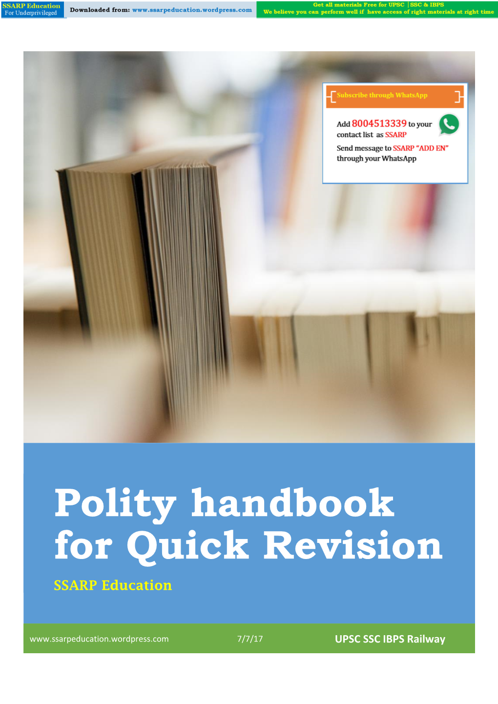 Polity Handbook for Quick Revision SSARP Education