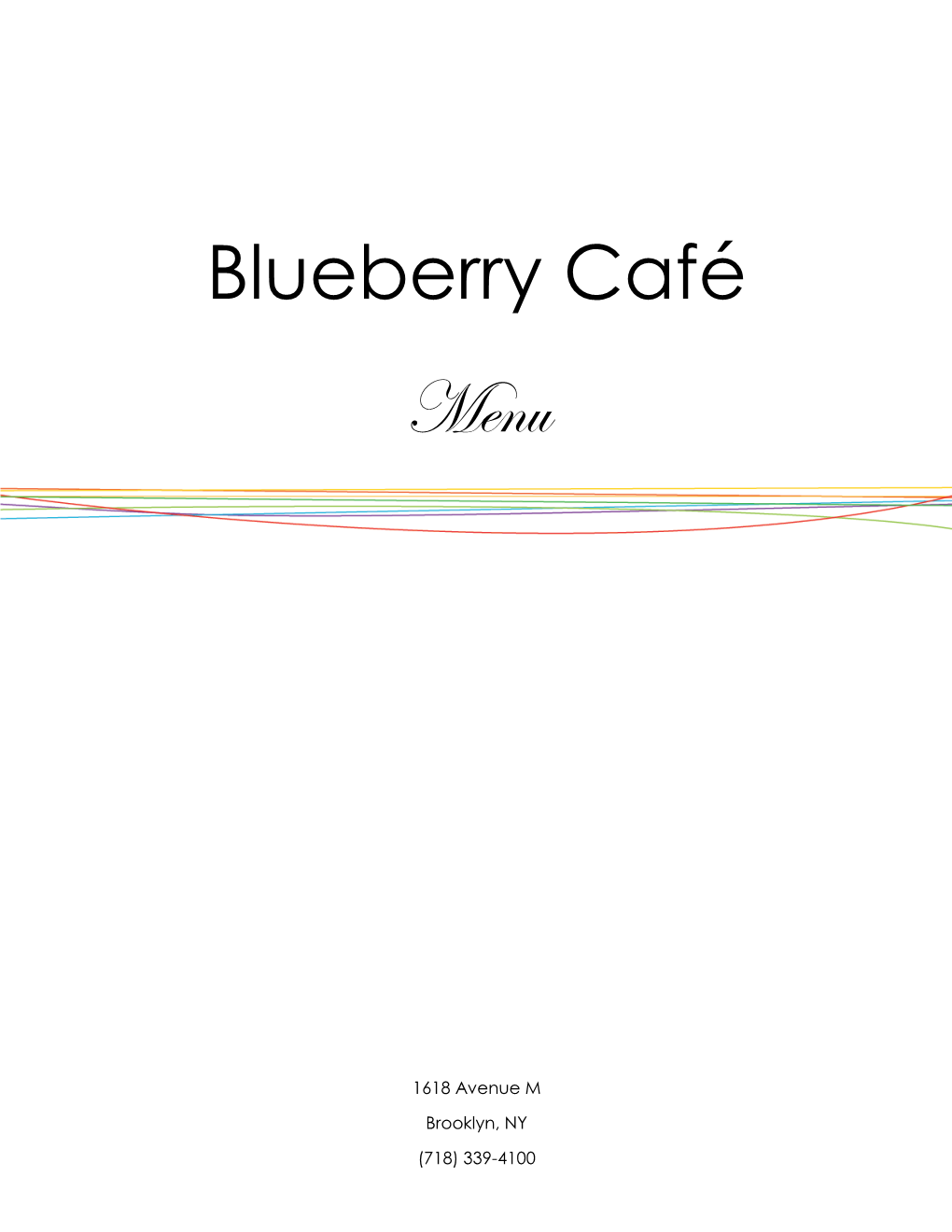 Blueberry Café Menu