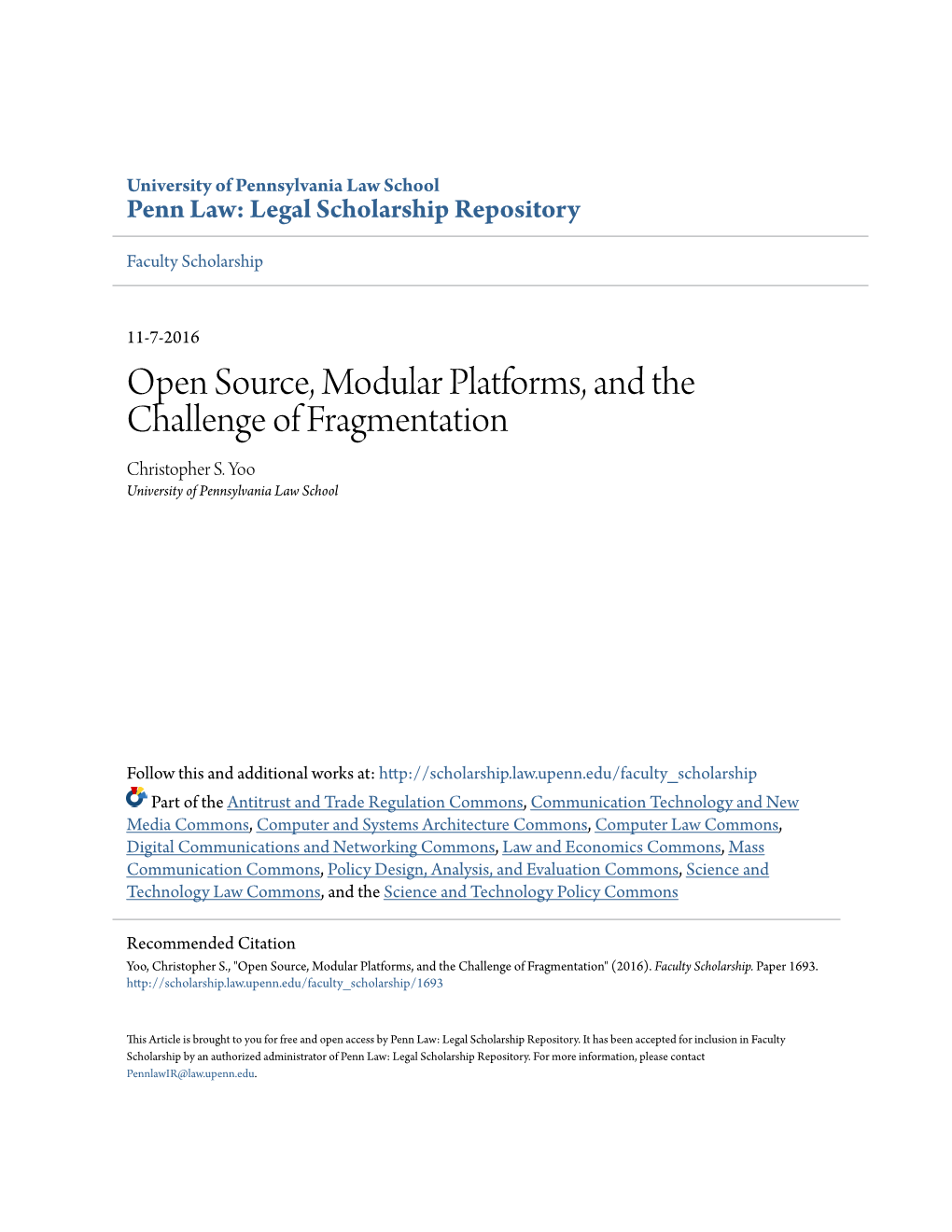 Download Open Source, Modular Platforms and the Challenge Of