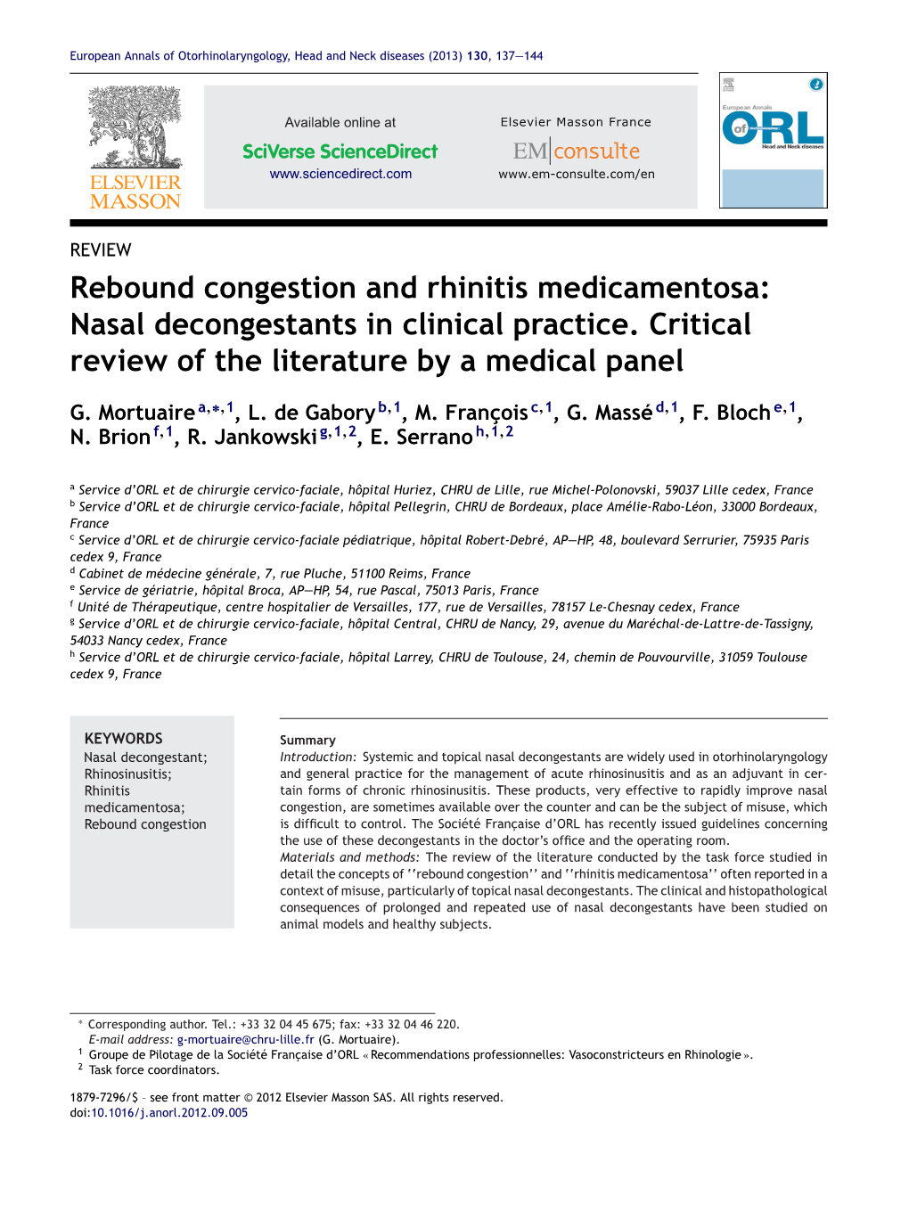 Rebound Congestion and Rhinitis Medicamentosa: Nasal Decongestants in Clinical Practice