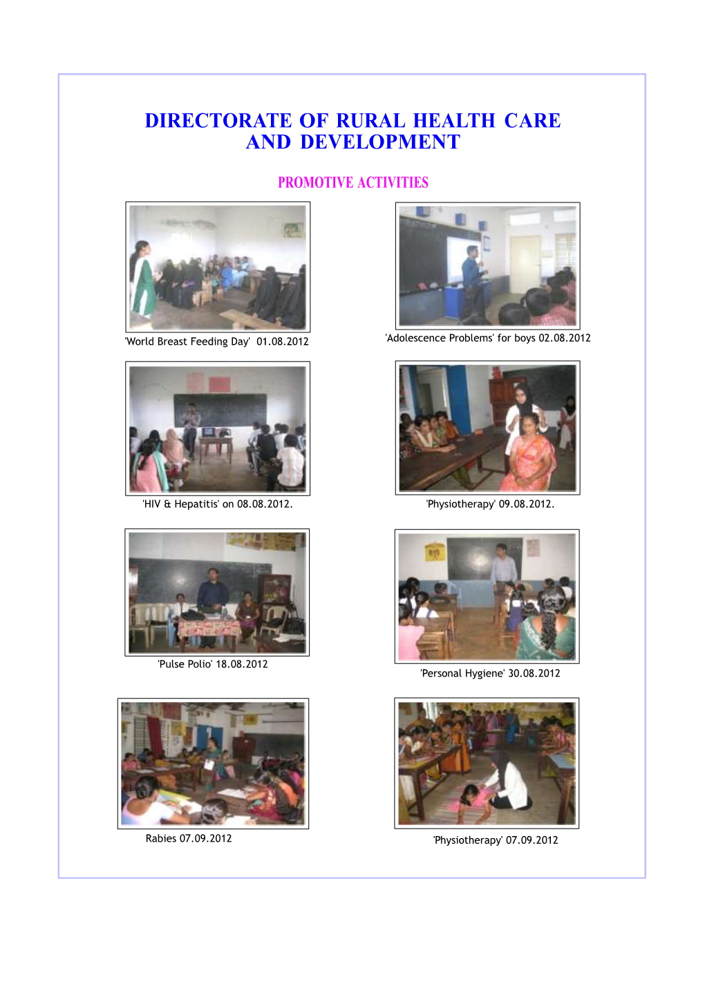 Glimpses of the Extension Activities 2012-13