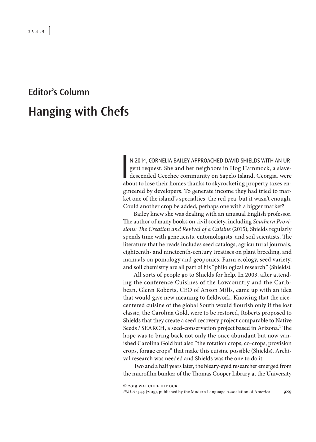 Editor's Column—Hanging with Chefs