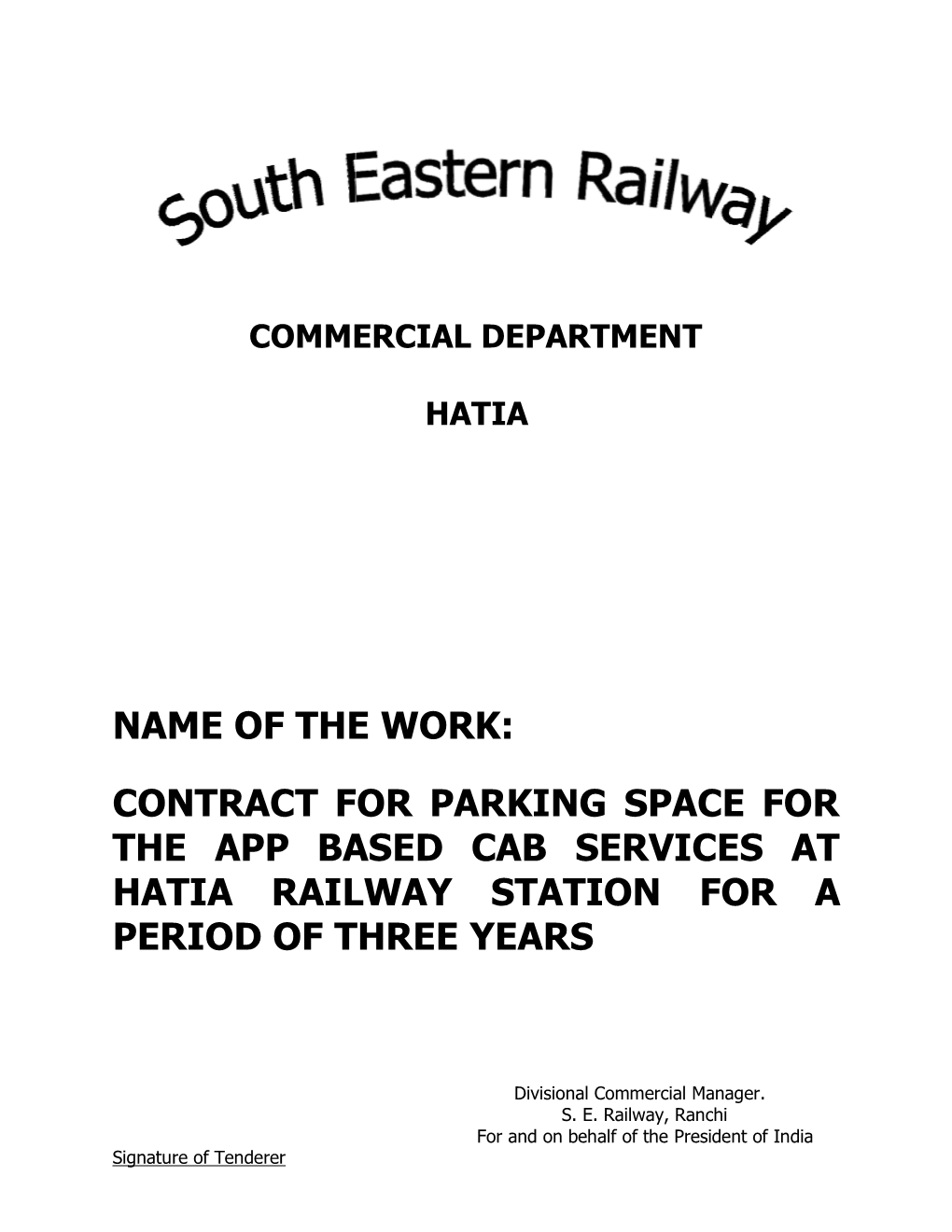 Contract for Parki the App Based Cab Hatia Railway