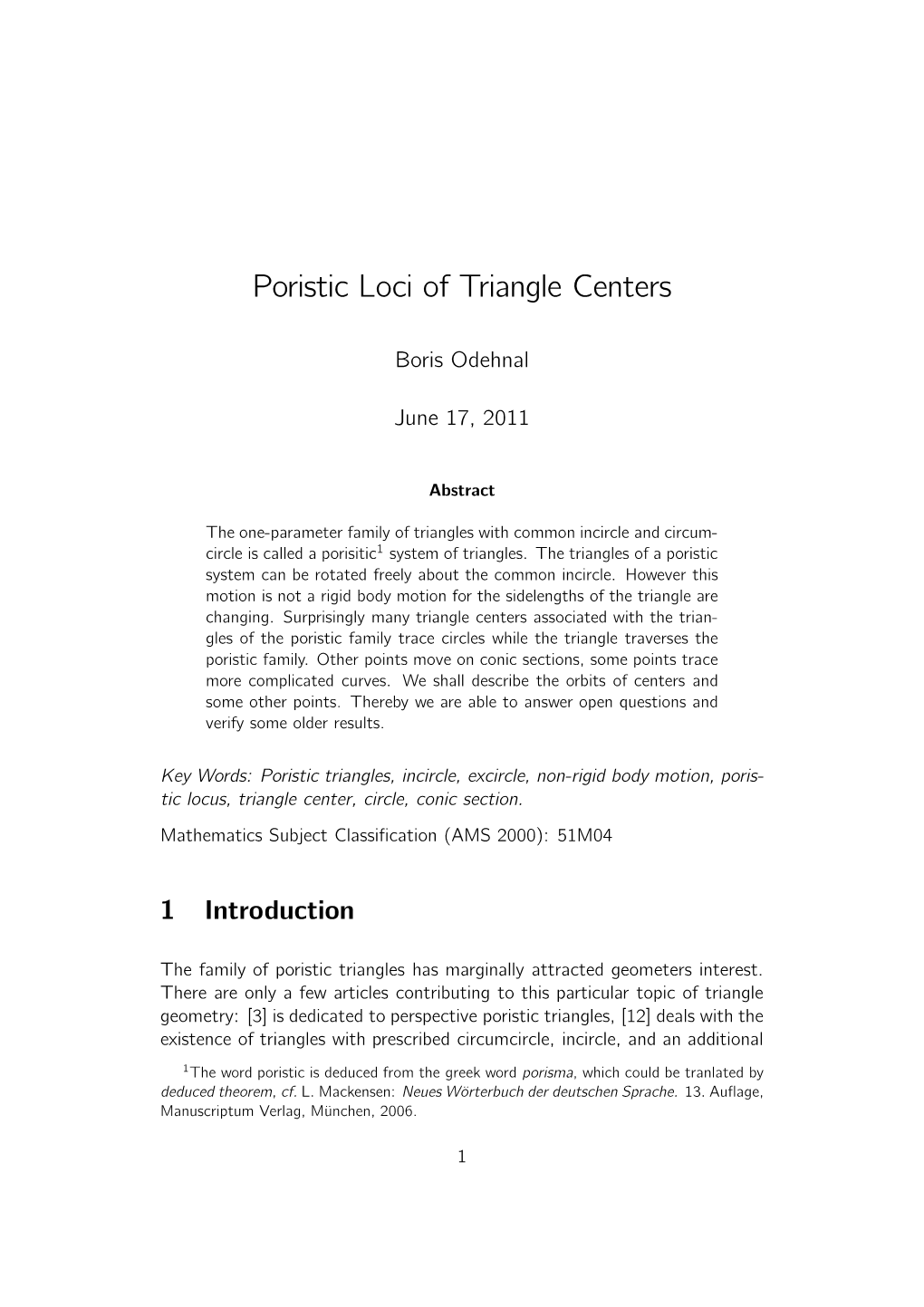 Poristic Loci of Triangle Centers