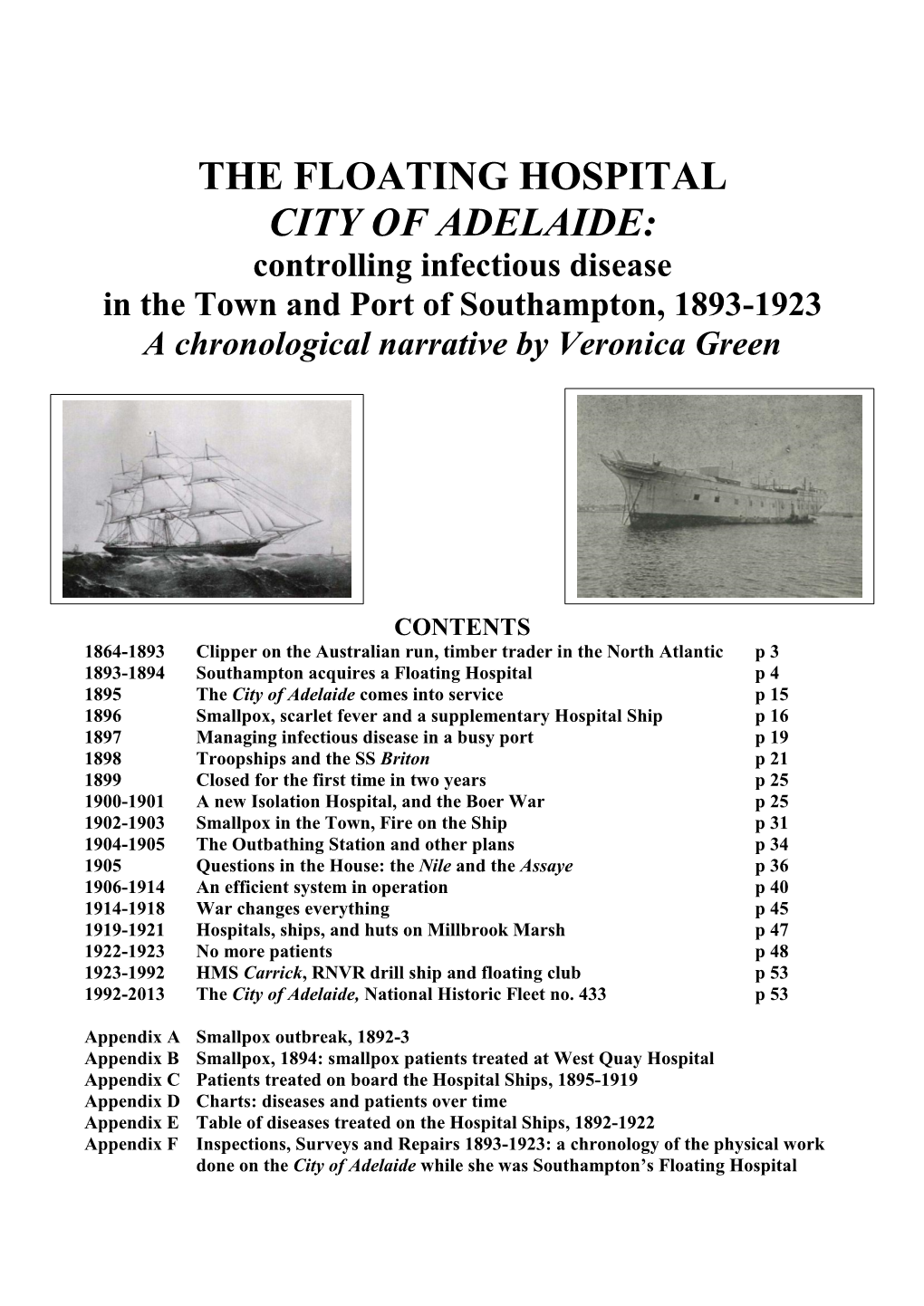 City of Adelaide: Hospital Ship 1893