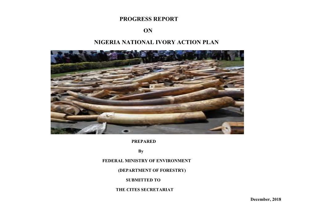 Progress Report on Nigeria National Ivory Action Plan