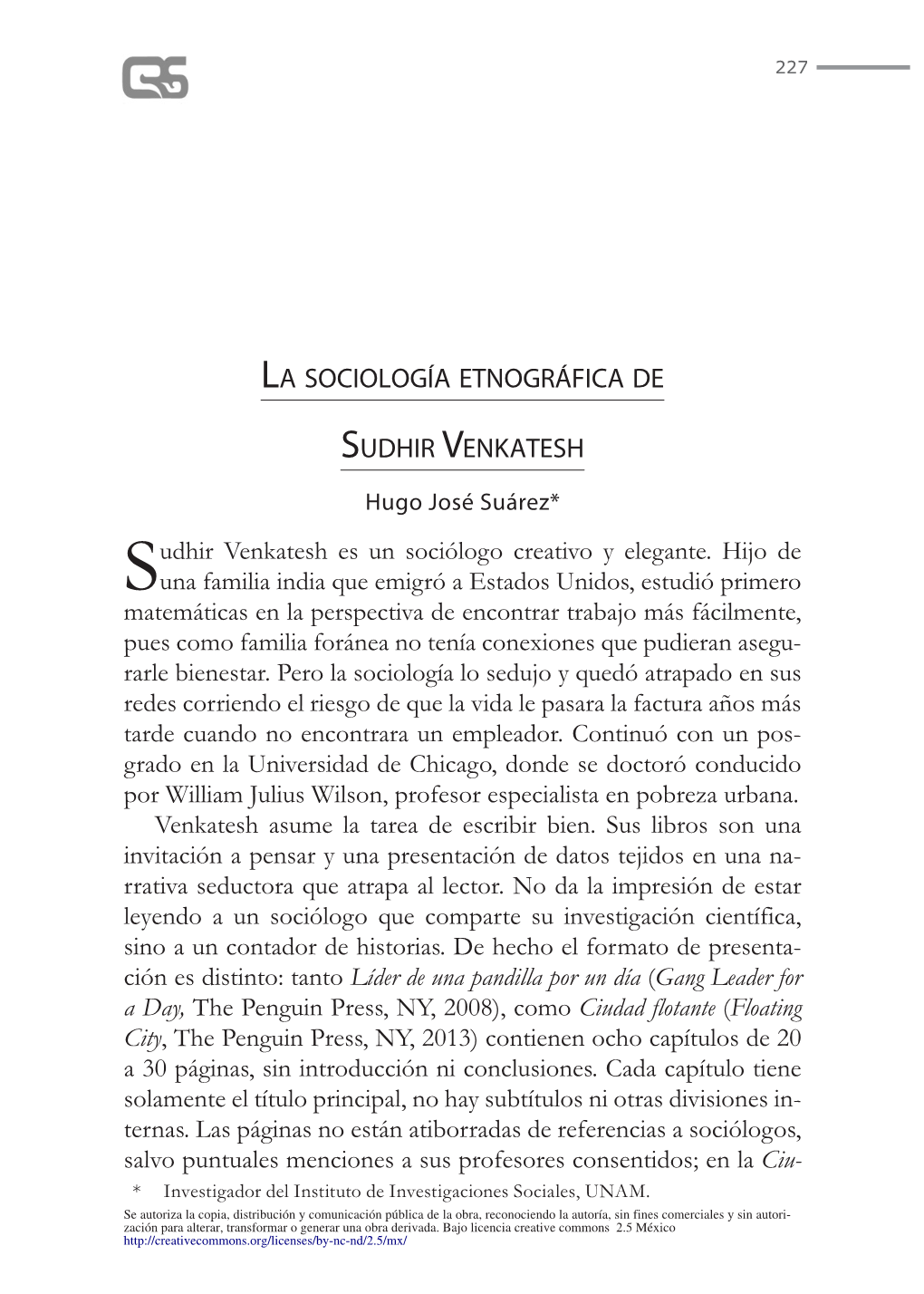 La Sociología Etnográfica De Sudhir Venkatesh 229