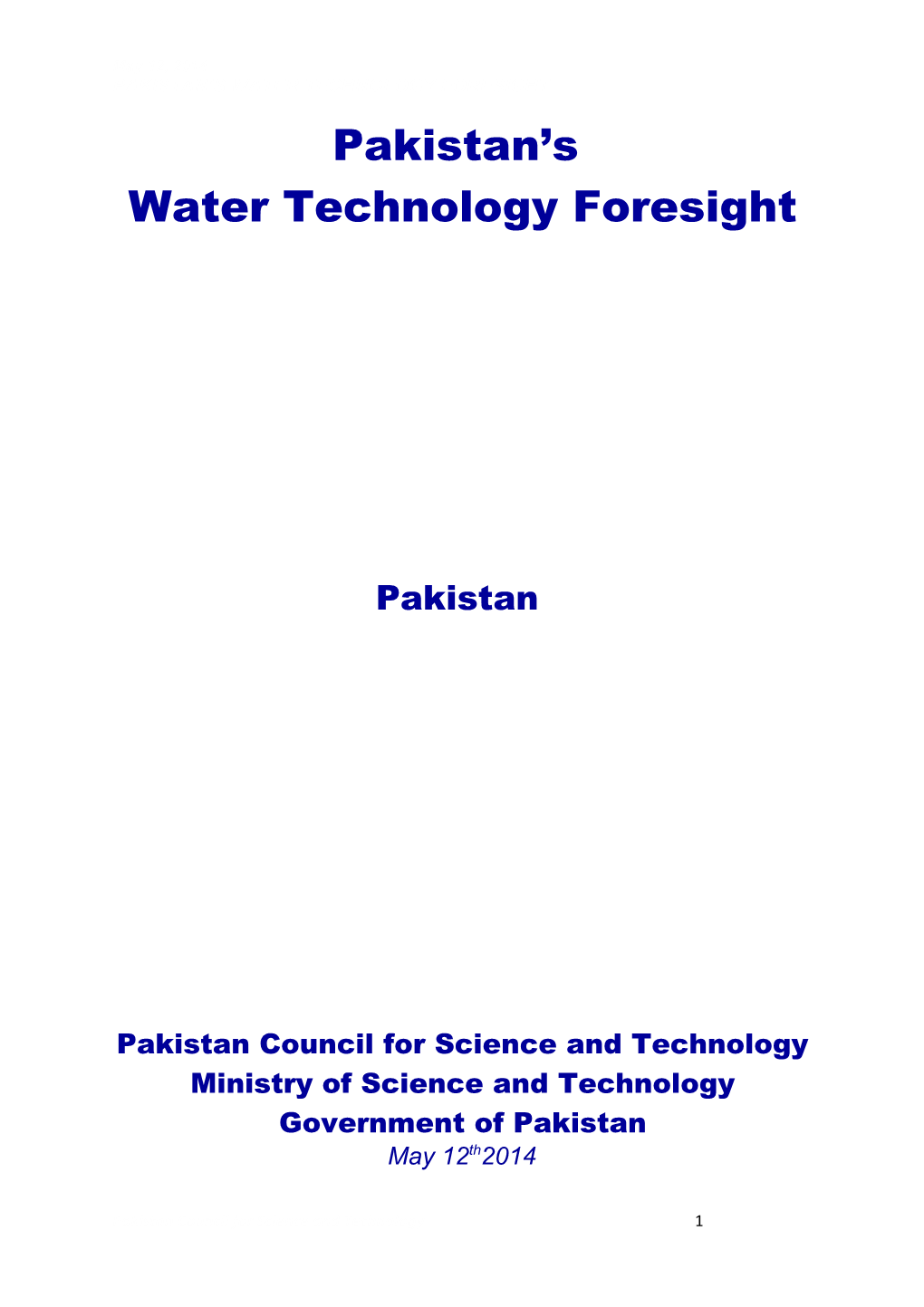 Pakistan S Water Technology Foresight