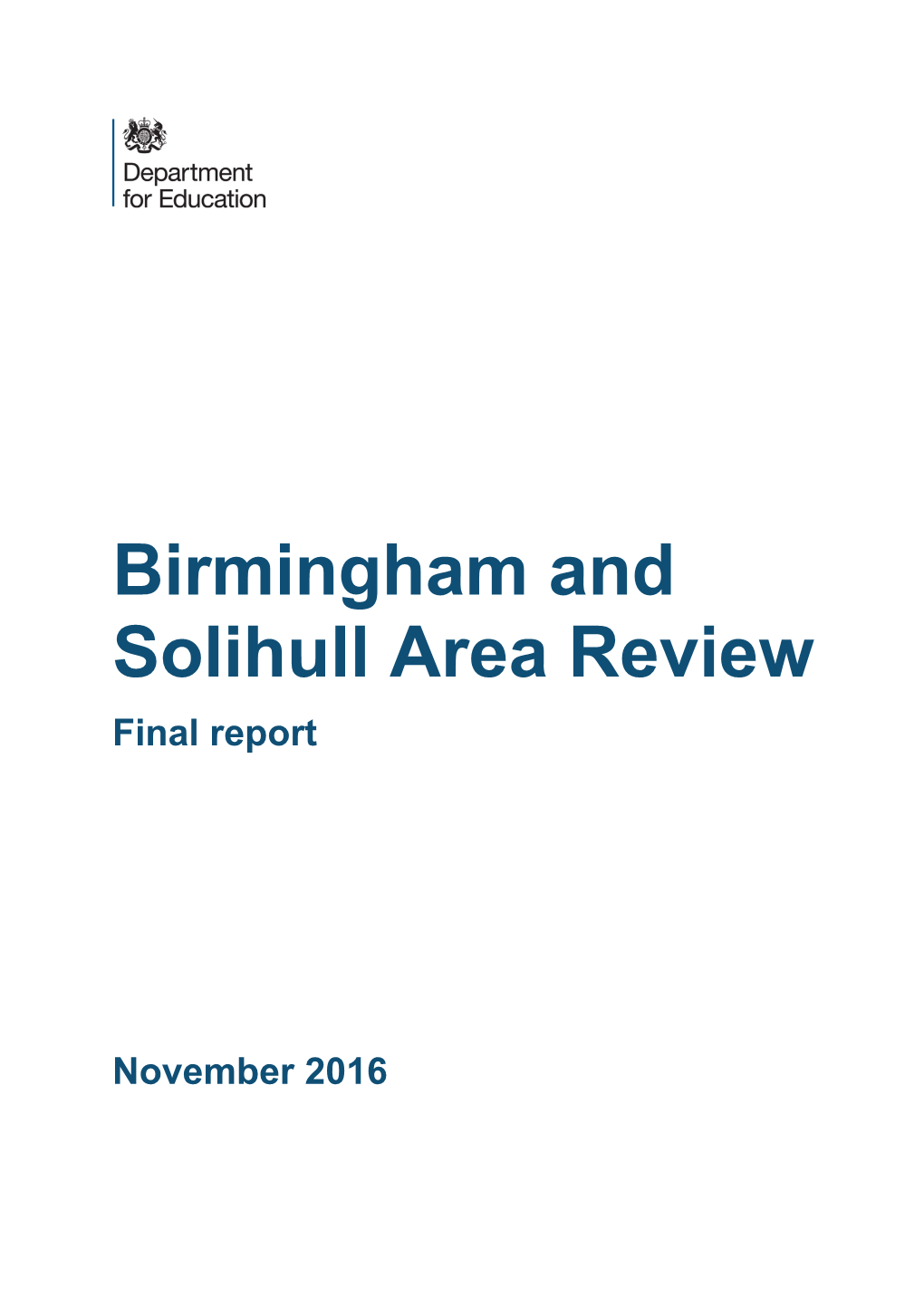 Birmingham and Solihull Area Review Final Report