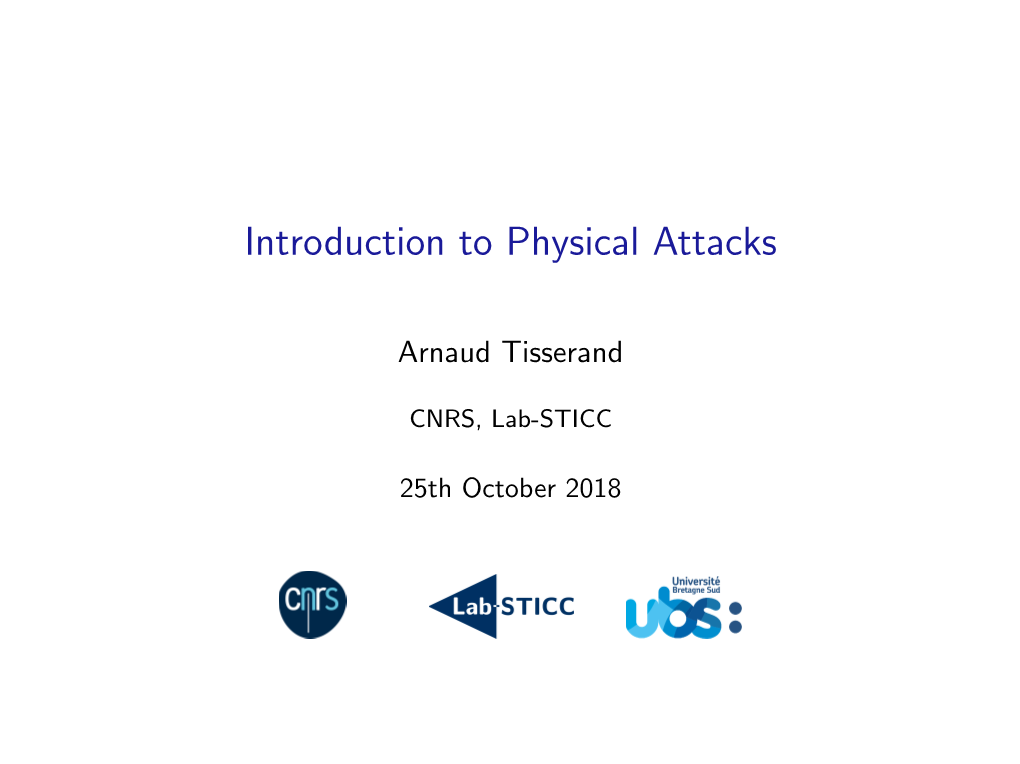 Introduction to Physical Attacks