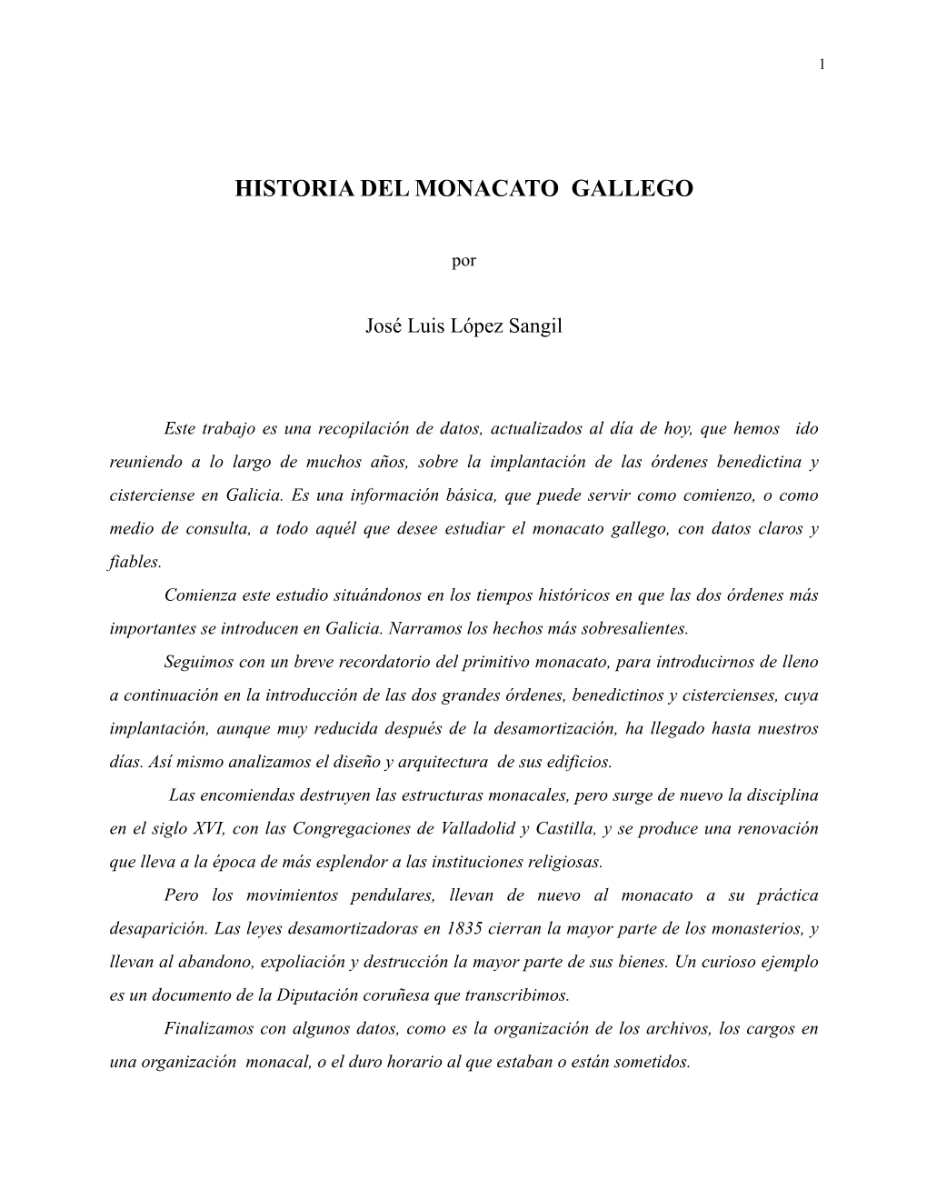 Historia Del Monacato Gallego