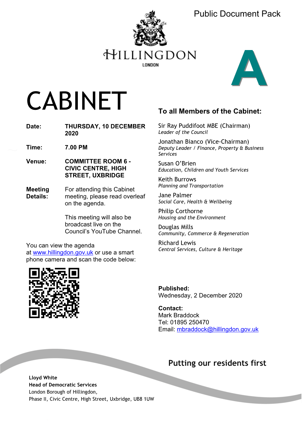 (Public Pack)Agenda Document for CABINET, 10/12/2020 19:00