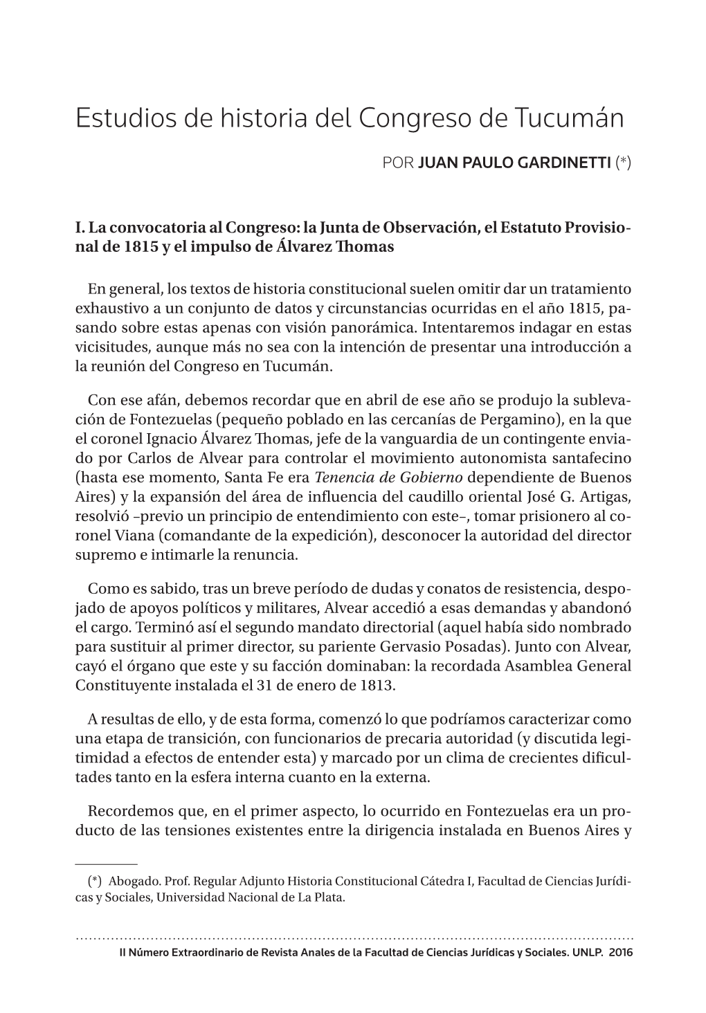 Estudios De Historia Del Congreso De Tucumán