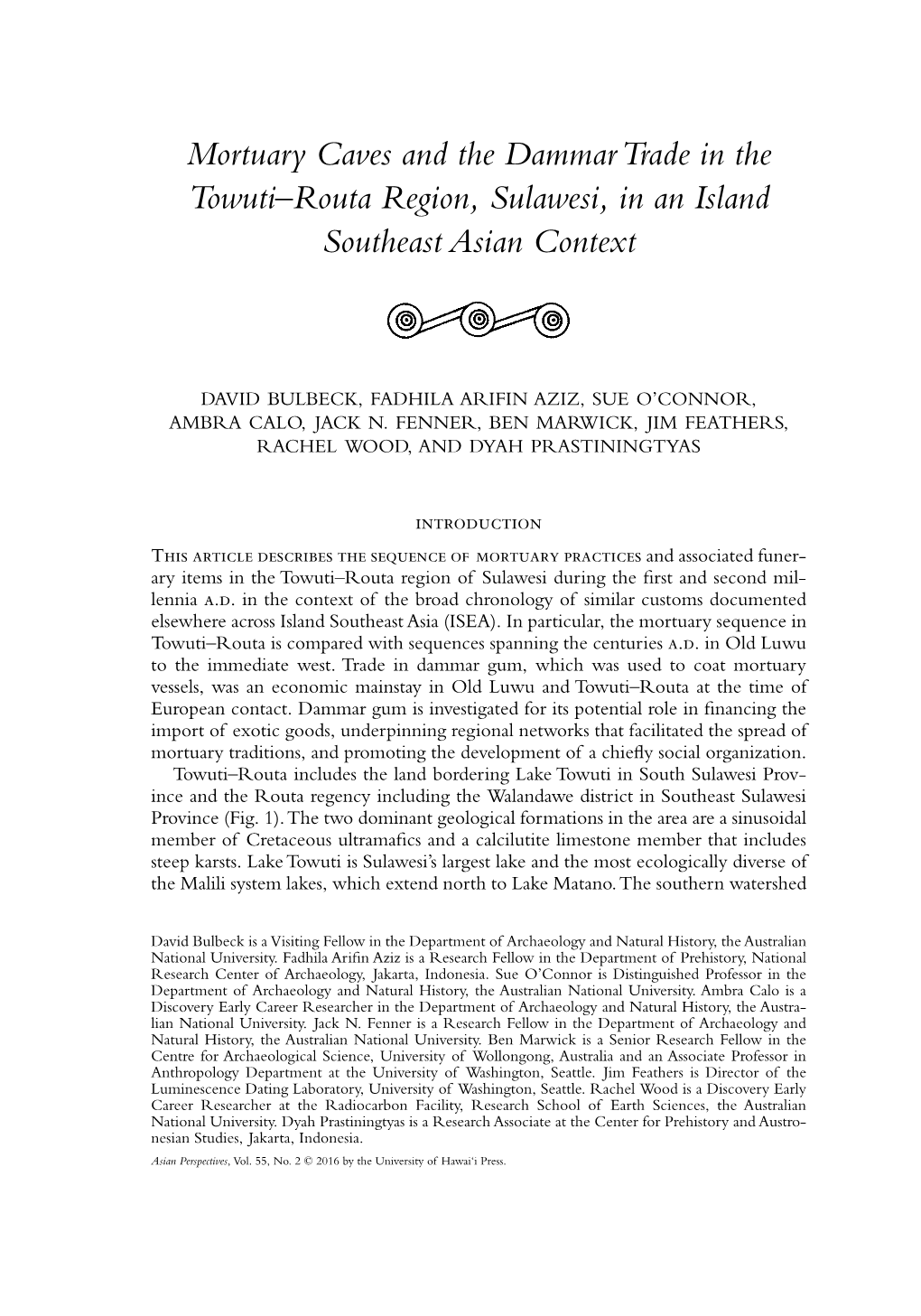 Mortuary Caves and the Dammar Trade in the Towuti–Routa Region, Sulawesi, in an Island Southeast Asian Context