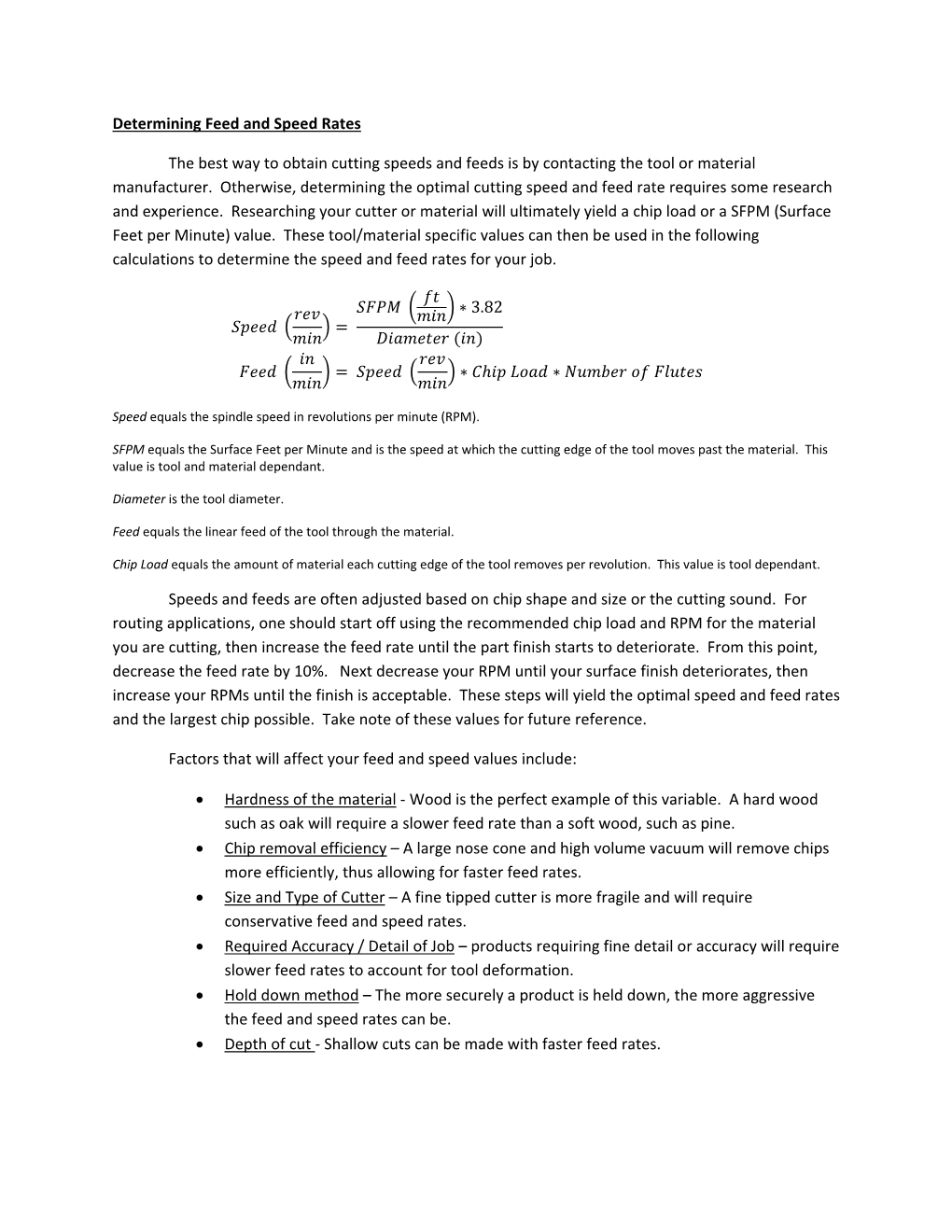 Determining Feed and Speed Rates the Best Way to Obtain Cutting