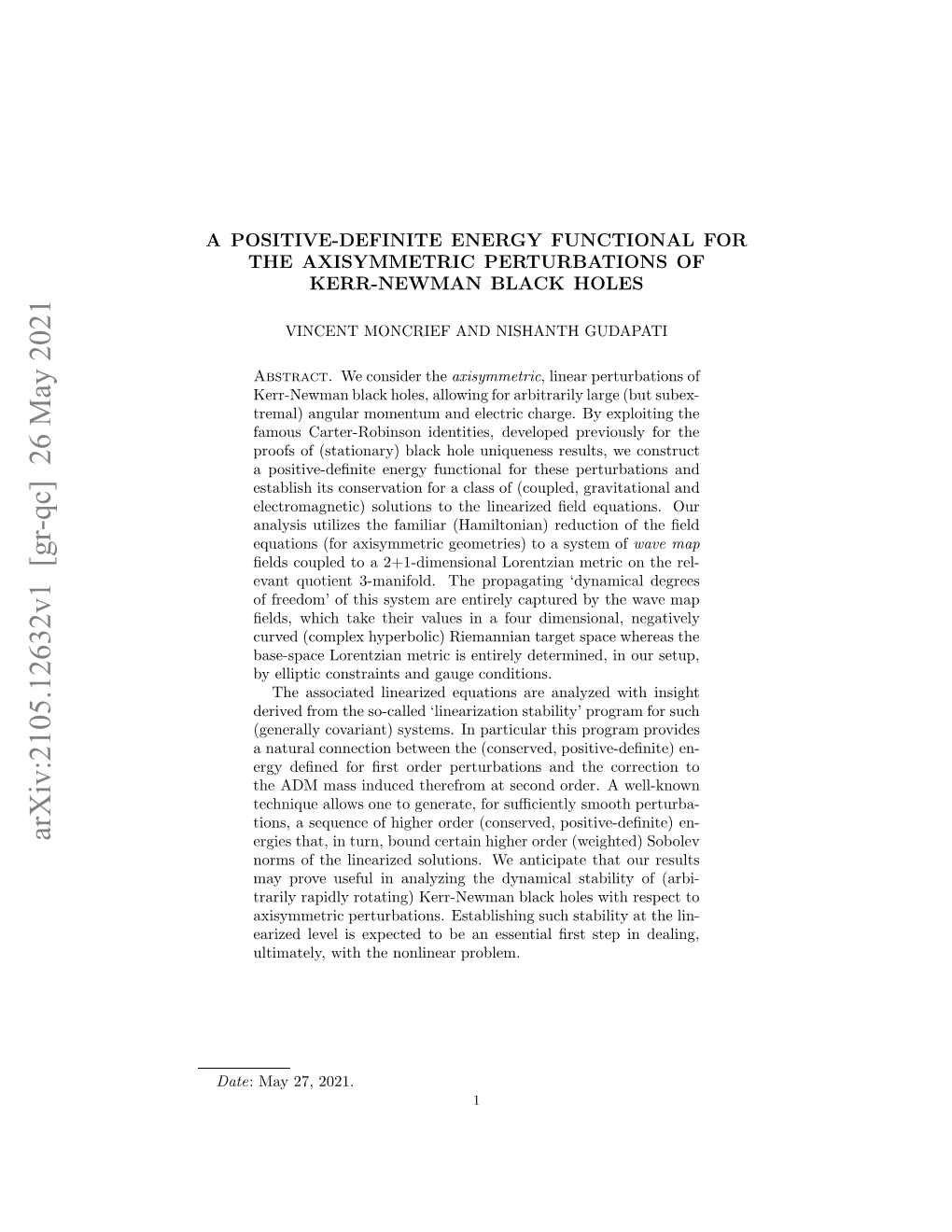 A Positive-Definite Energy Functional for the Axisymmetric Perturbations