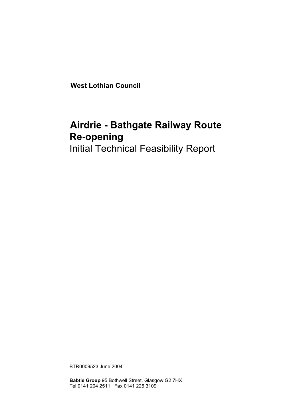 Airdrie – Bathgate Technical Feasibility Report
