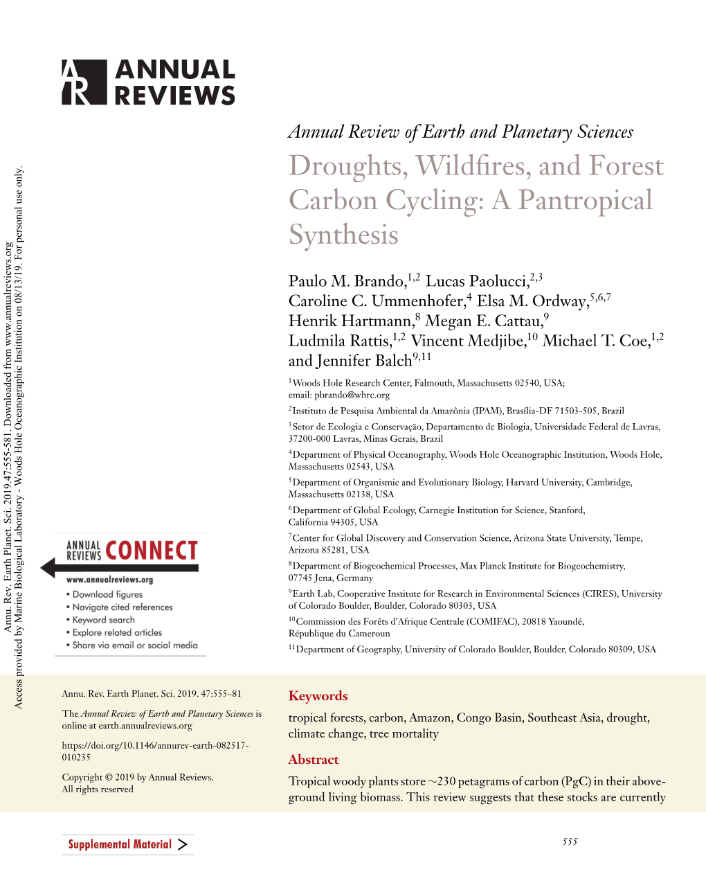 Droughts, Wildfires, and Forest Carbon Cycling: a Pantropical Synthesis